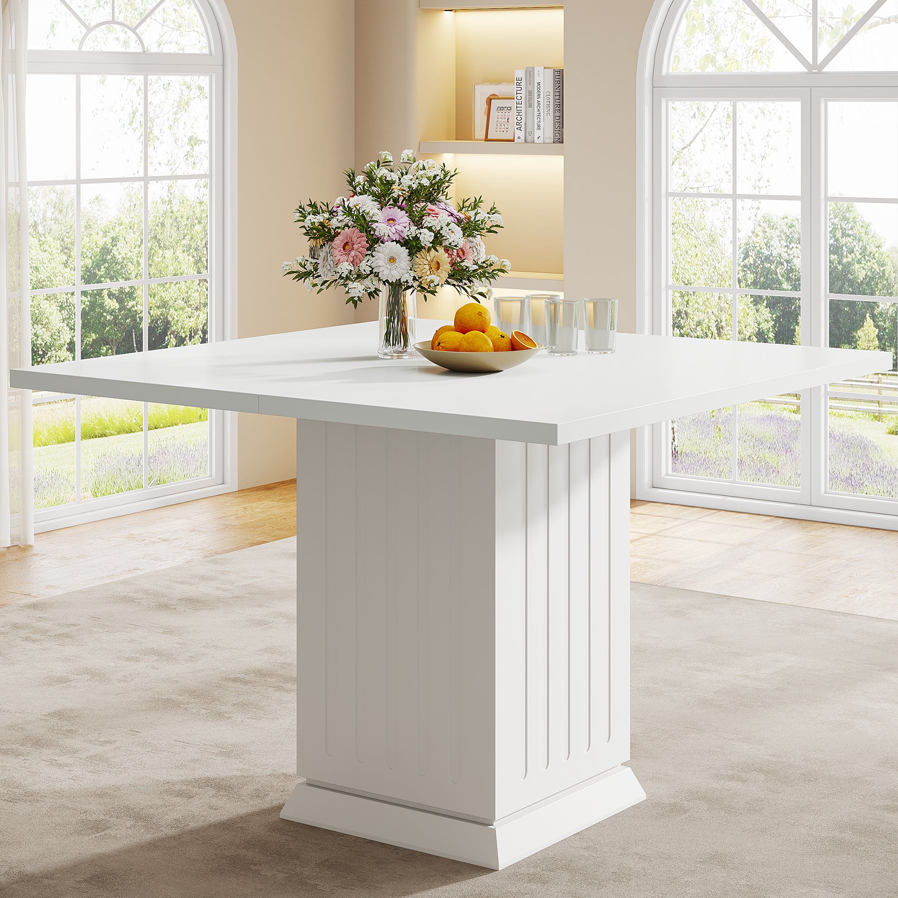 Tribesigns Tavolo da pranzo, 90 cm tavolo da cucina quadrato con robusta base