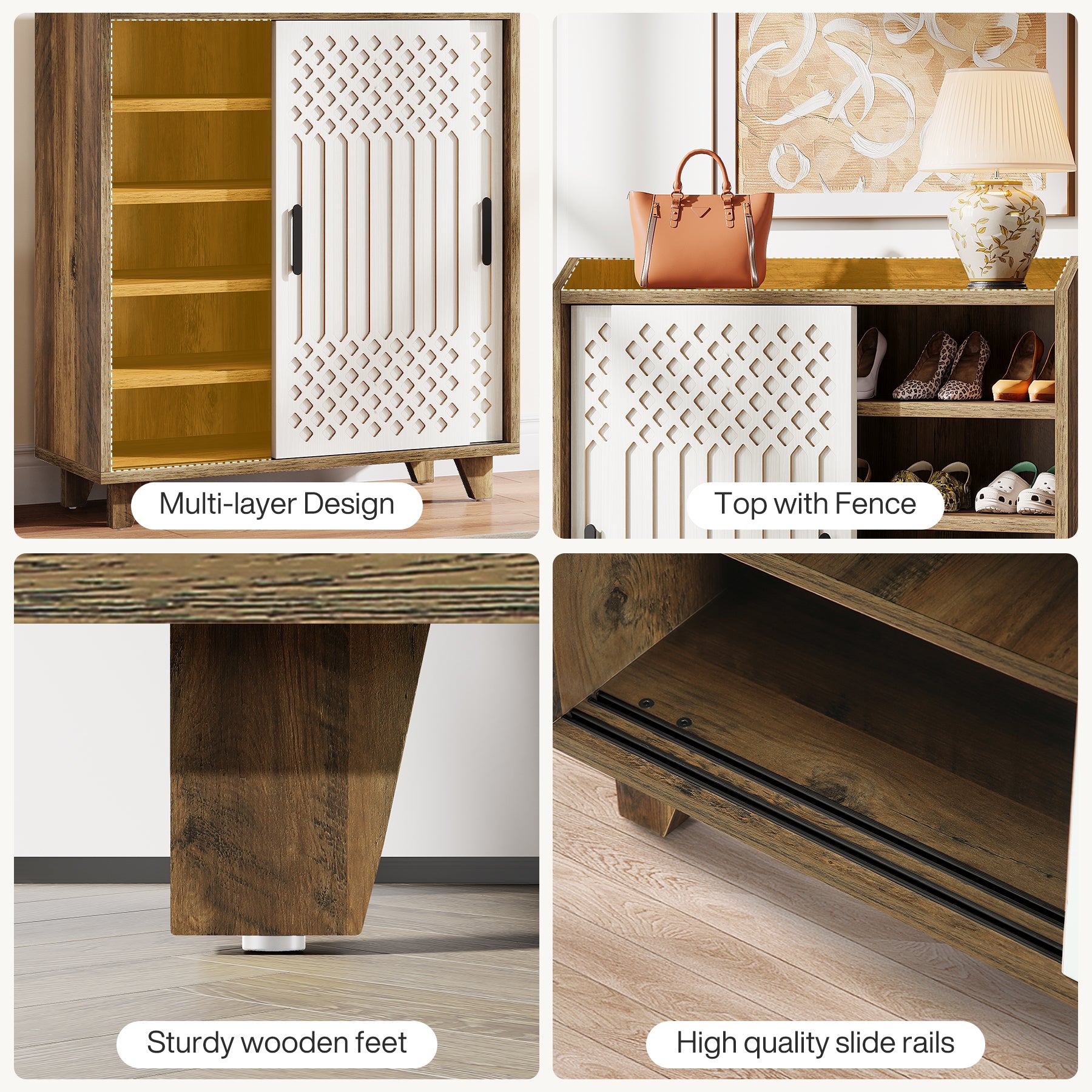 Tribesigns Scarpiera da 90 cm, moderno organizer con ante scorrevoli per scarpe