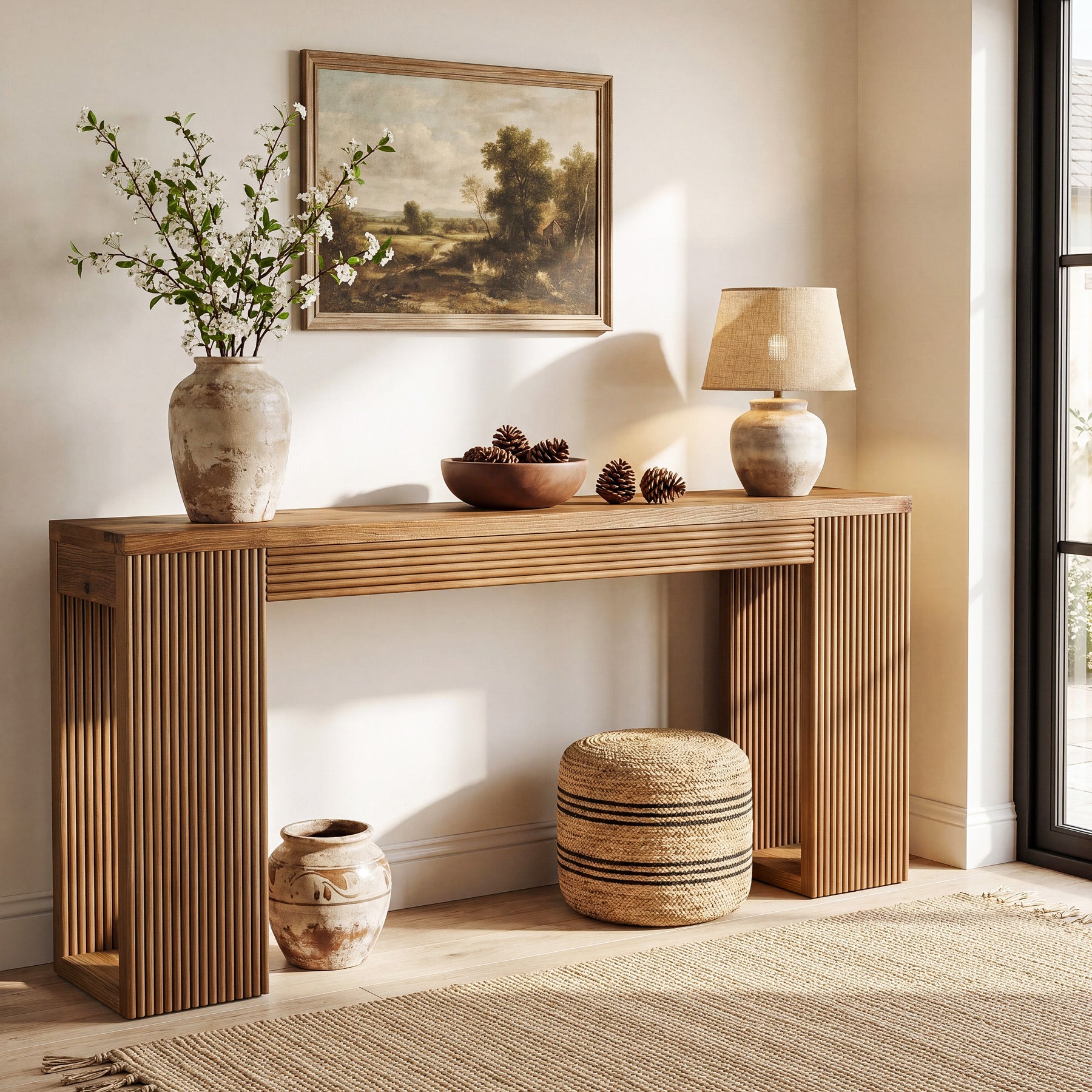 Tribesigns Tavolo consolle lungo 160 cm, tavolino da divano stretto in legno massello