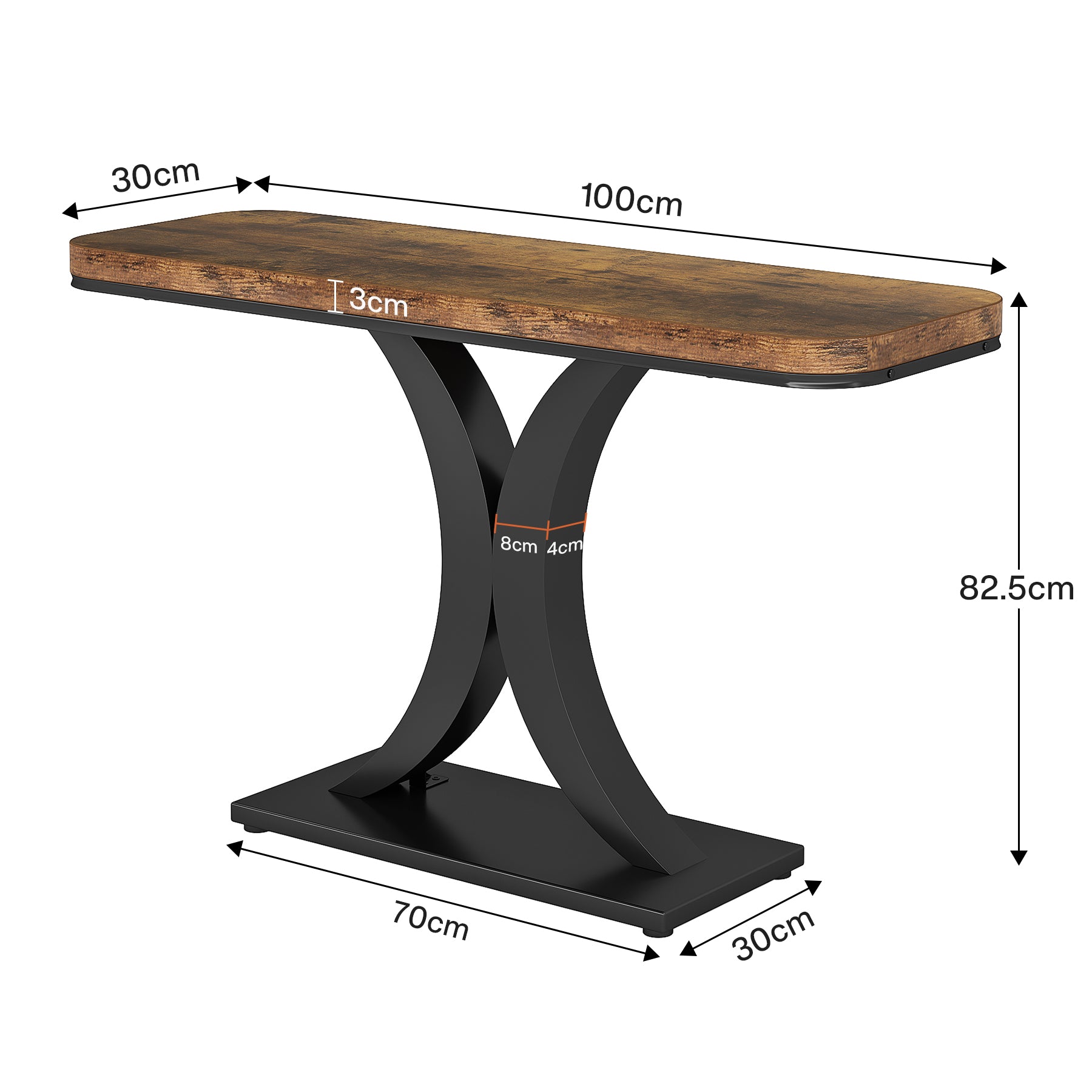 Tribesigns Consolle Industriale, Tavolo da Foyer per Ingresso Stretto da 100 cm con Base Geometrica