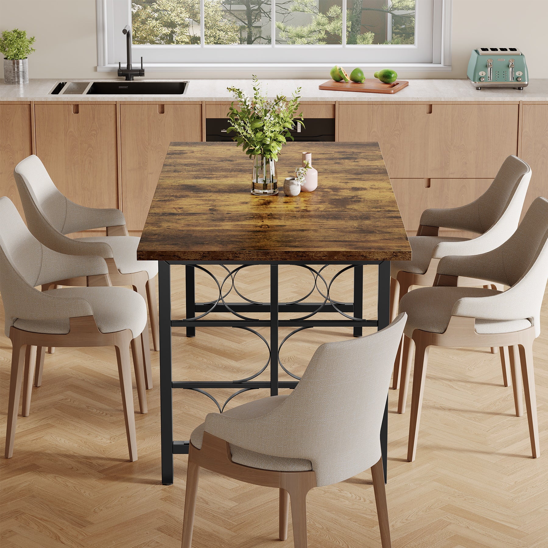 Tribesigns Tavolo da pranzo, 139 cm tavolo da cucina per 4-6 persone