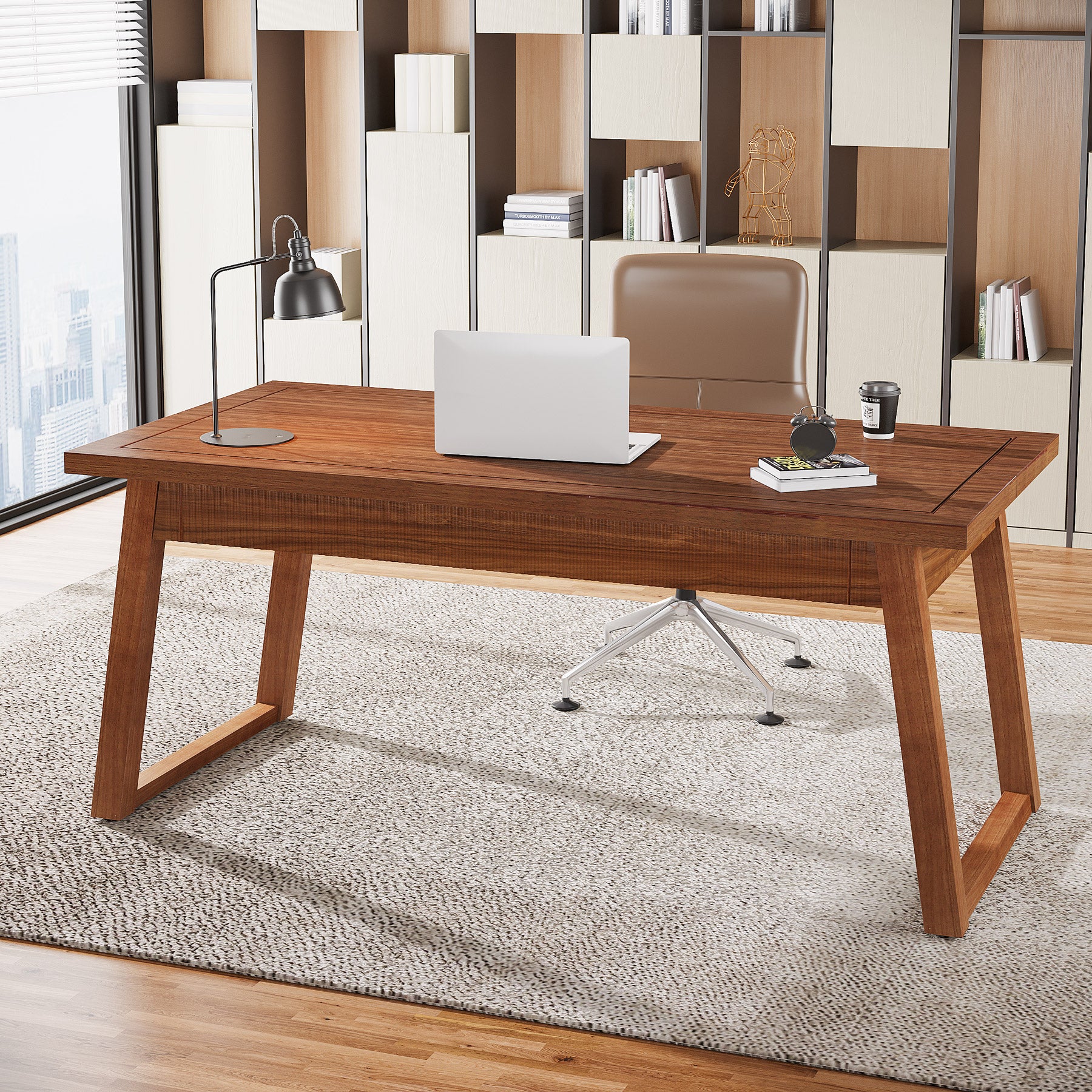 Tribesigns Executive Desk, scrivania per computer in legno, tavolo da studio con cassetto