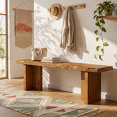 Panca Portascarpe in Legno Massello, 140 cm, per 2-3 Persone, per Ingresso e Corridoio 3
