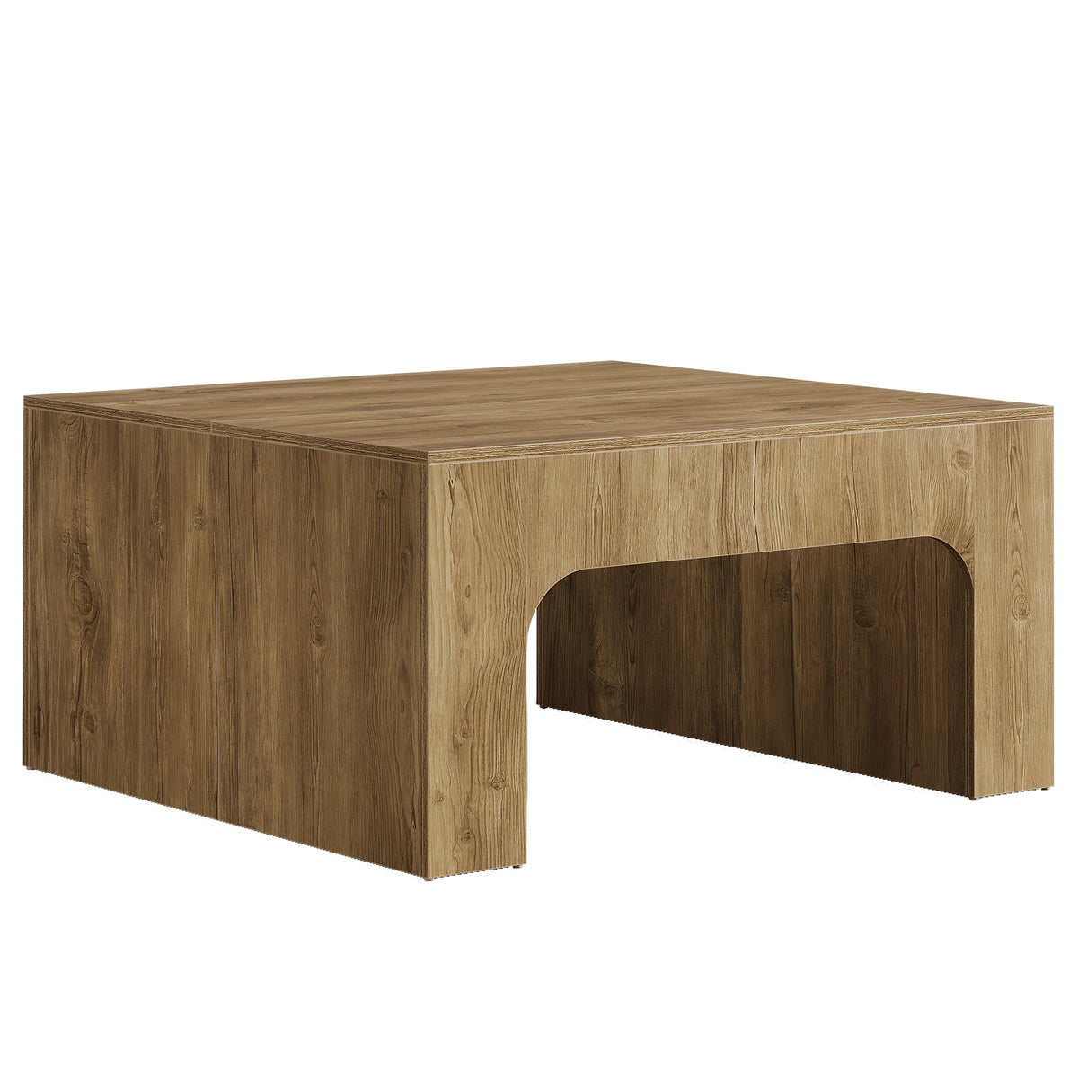 Tavolino da Salotto Quadrato Country in Legno con Design Curvato, 100 x 100 cm, per Soggiorno