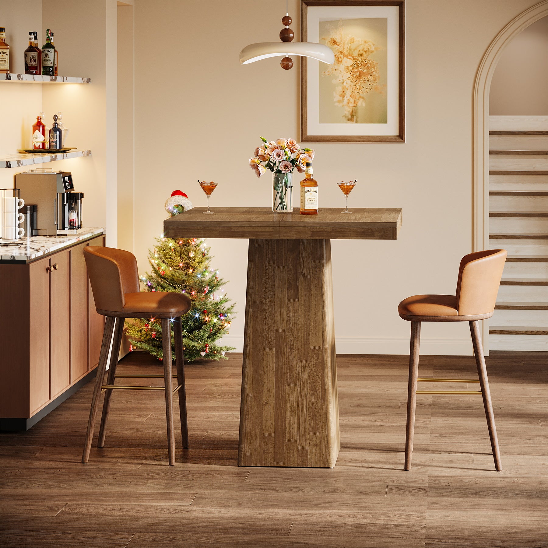Tribesigns Tavolo da bar quadrato da 80 cm, tavolo da pranzo per cucina mobile bar per la casa