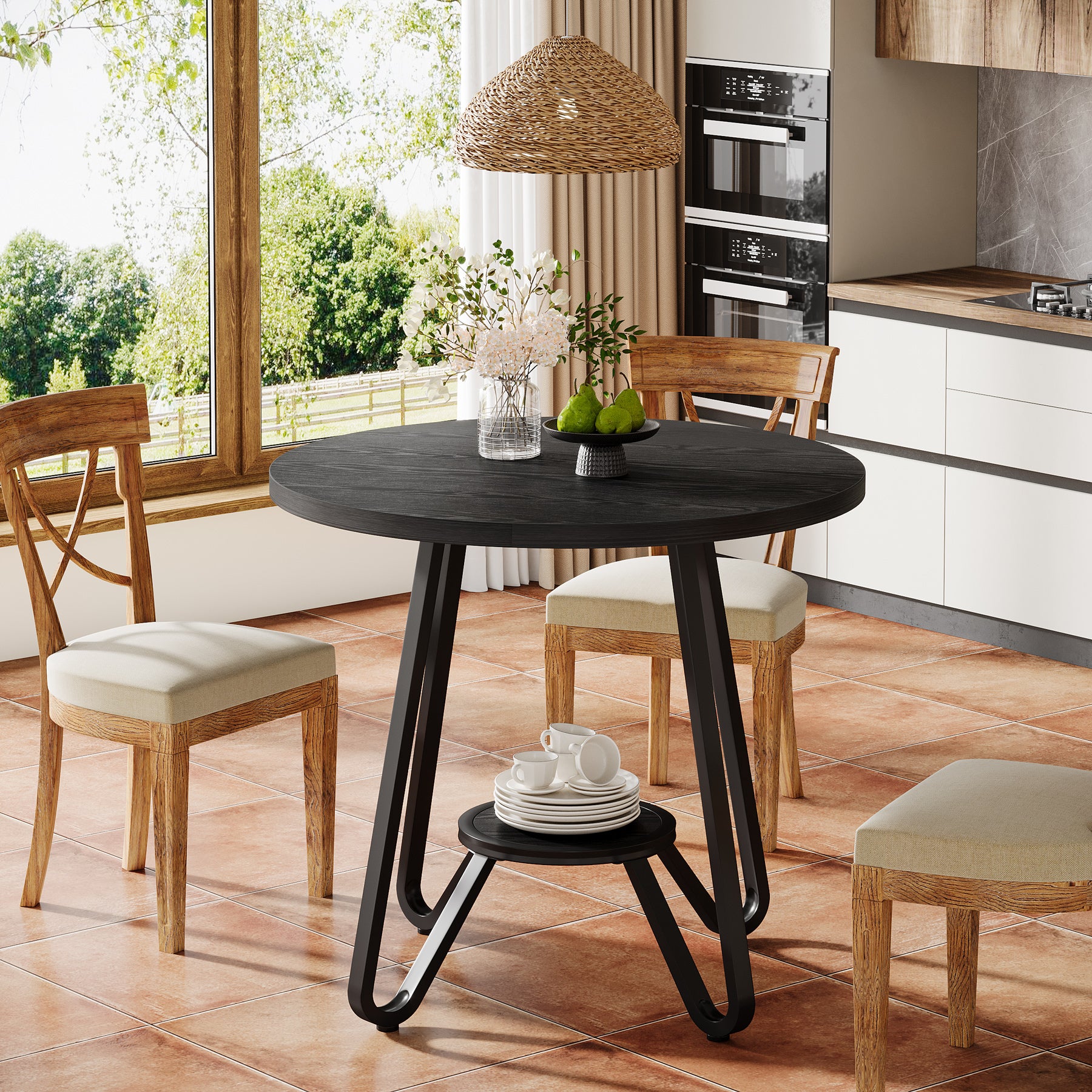 Tribesigns 80 cm Tavolo da Pranzo, Tavolo da Cucina Rotondo Tavolo da Caffè per 2-4