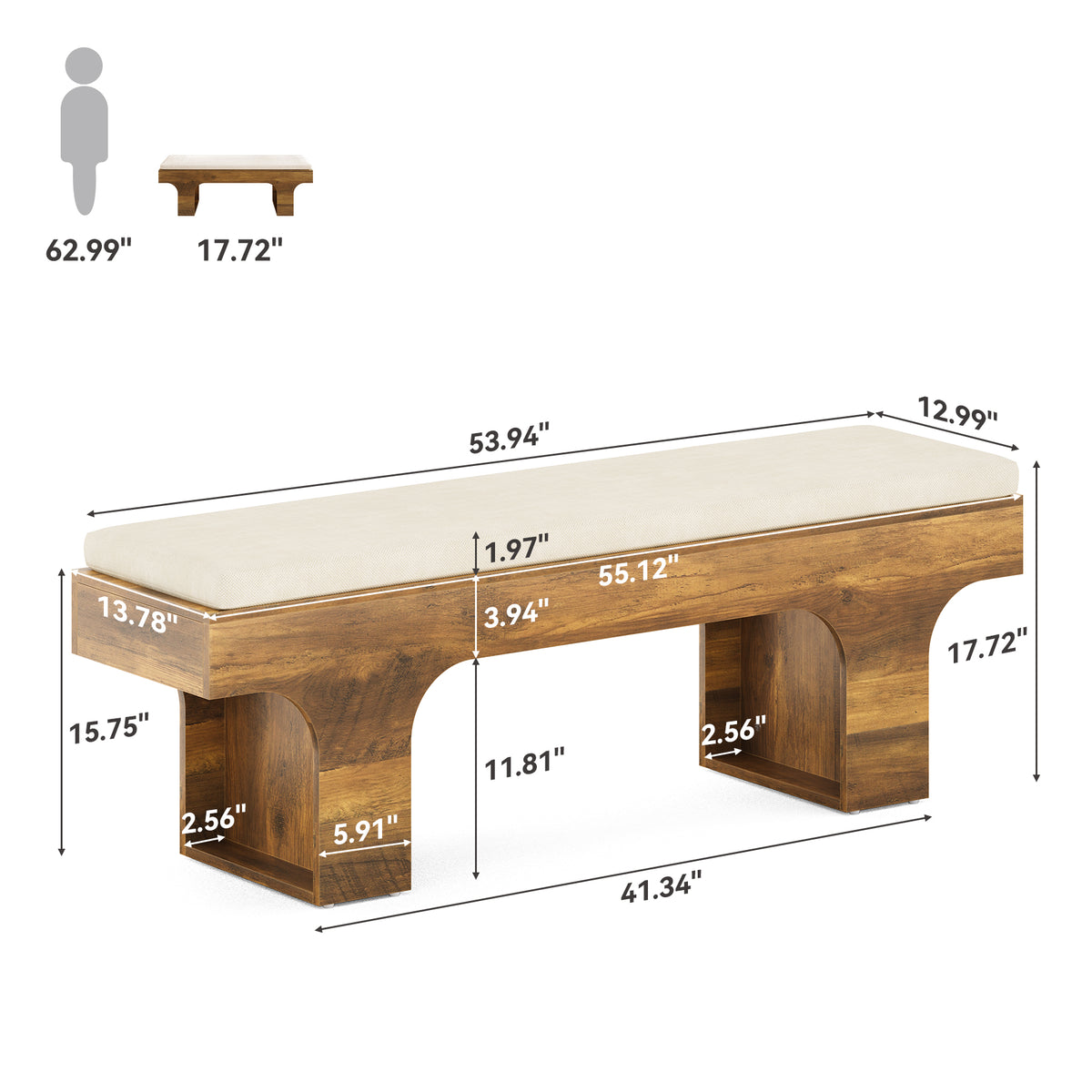Tribesigns Panca Imbottita con Cuscino in Lino, 140 cm, per Ingresso e Camera da Letto