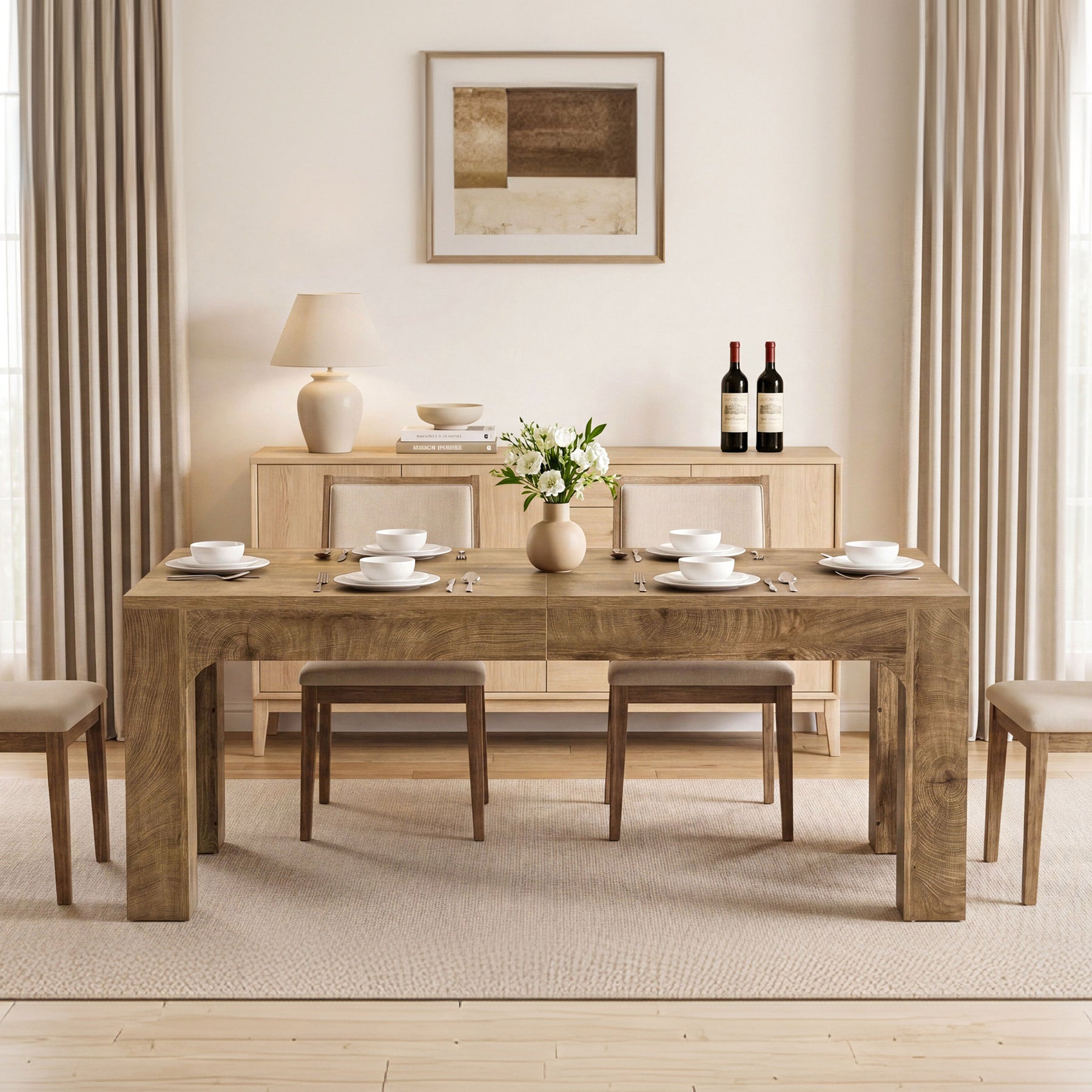 Tavolo da Pranzo Rettangolare Country in Legno con Gambe Robuste, 180 cm, per 4-6 Persone