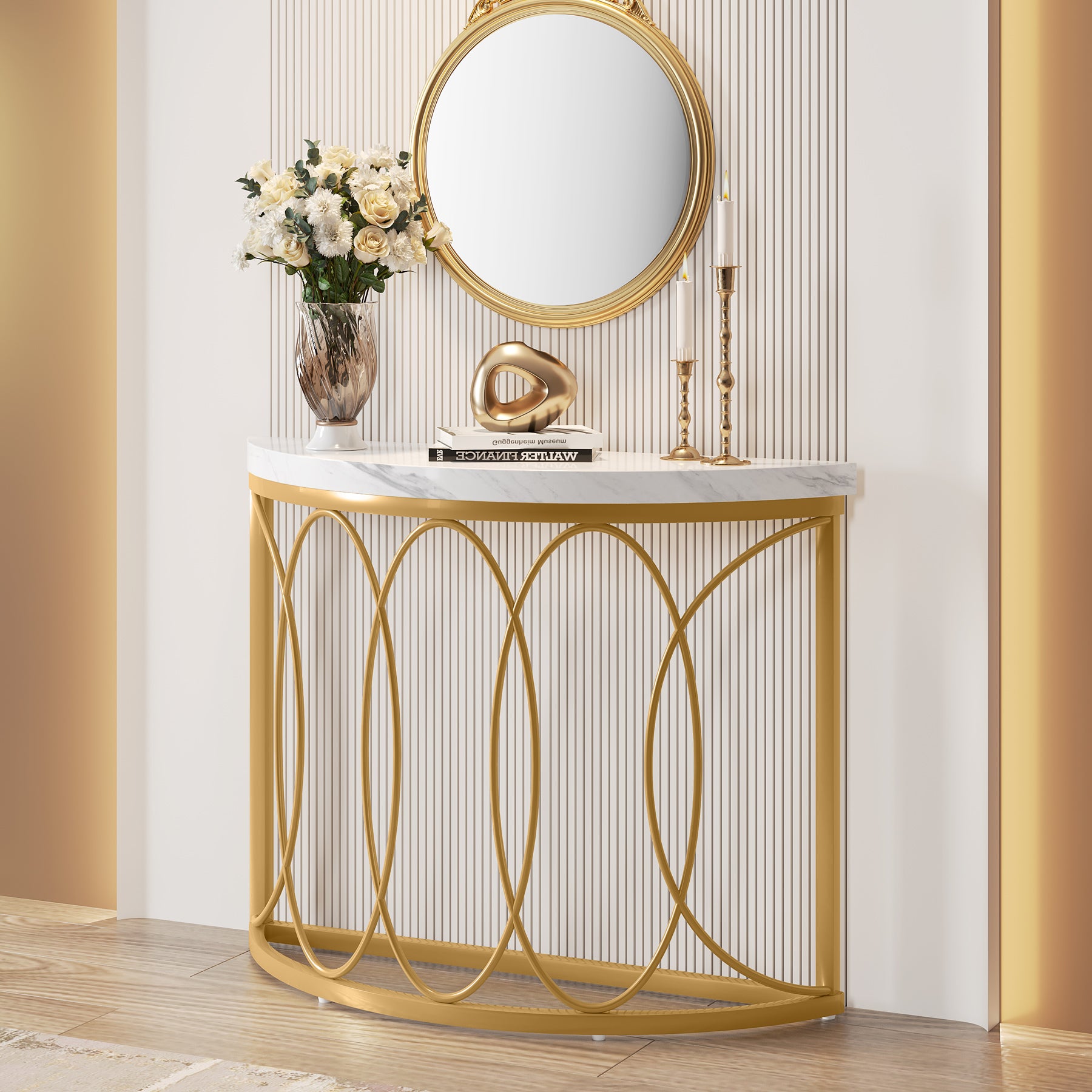 Tribesigns Console Table, moderno tavolo da ingresso con piano in finto marmo