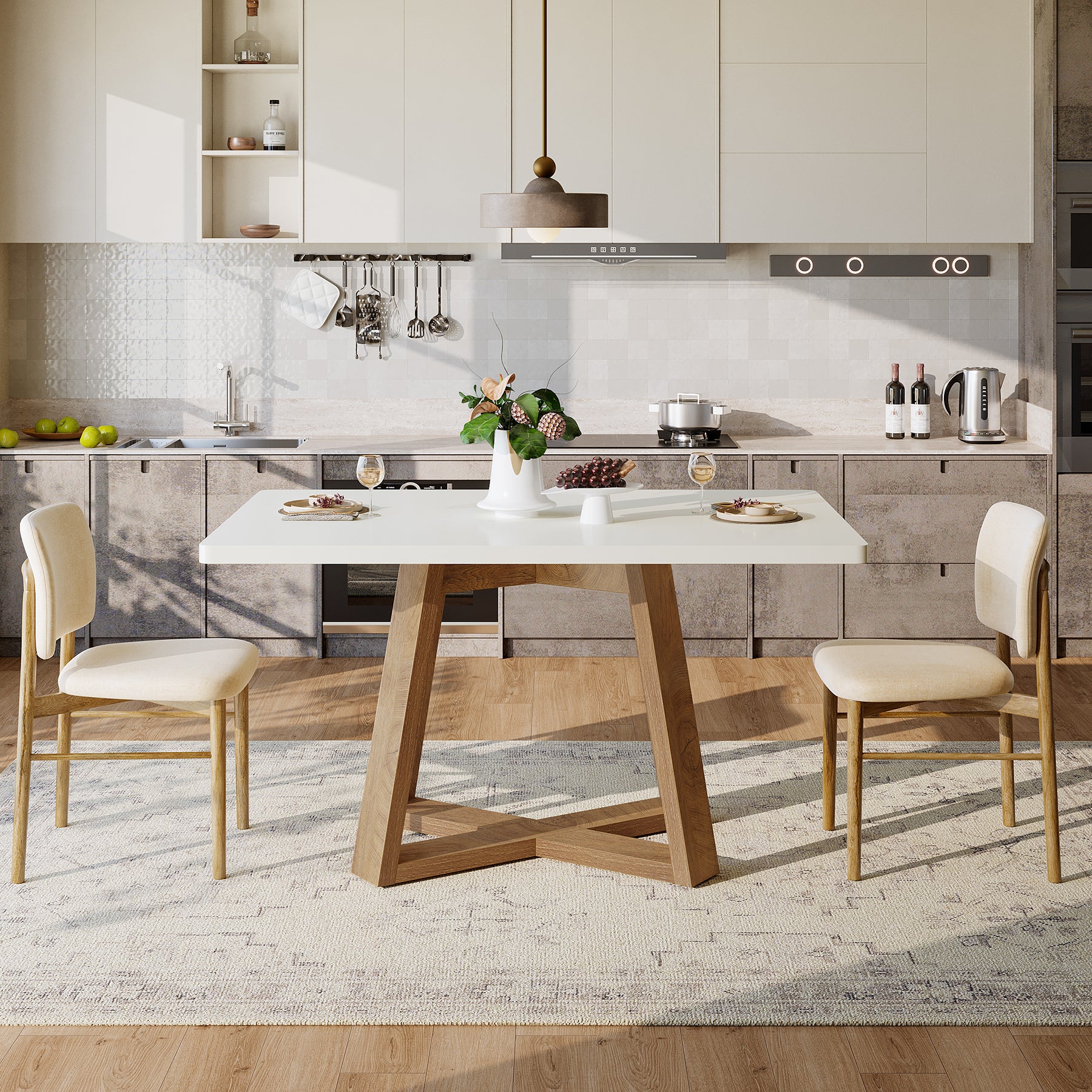 Tribesigns Tavolo da pranzo da 119 cm, moderno tavolo da cucina con gambe in legno