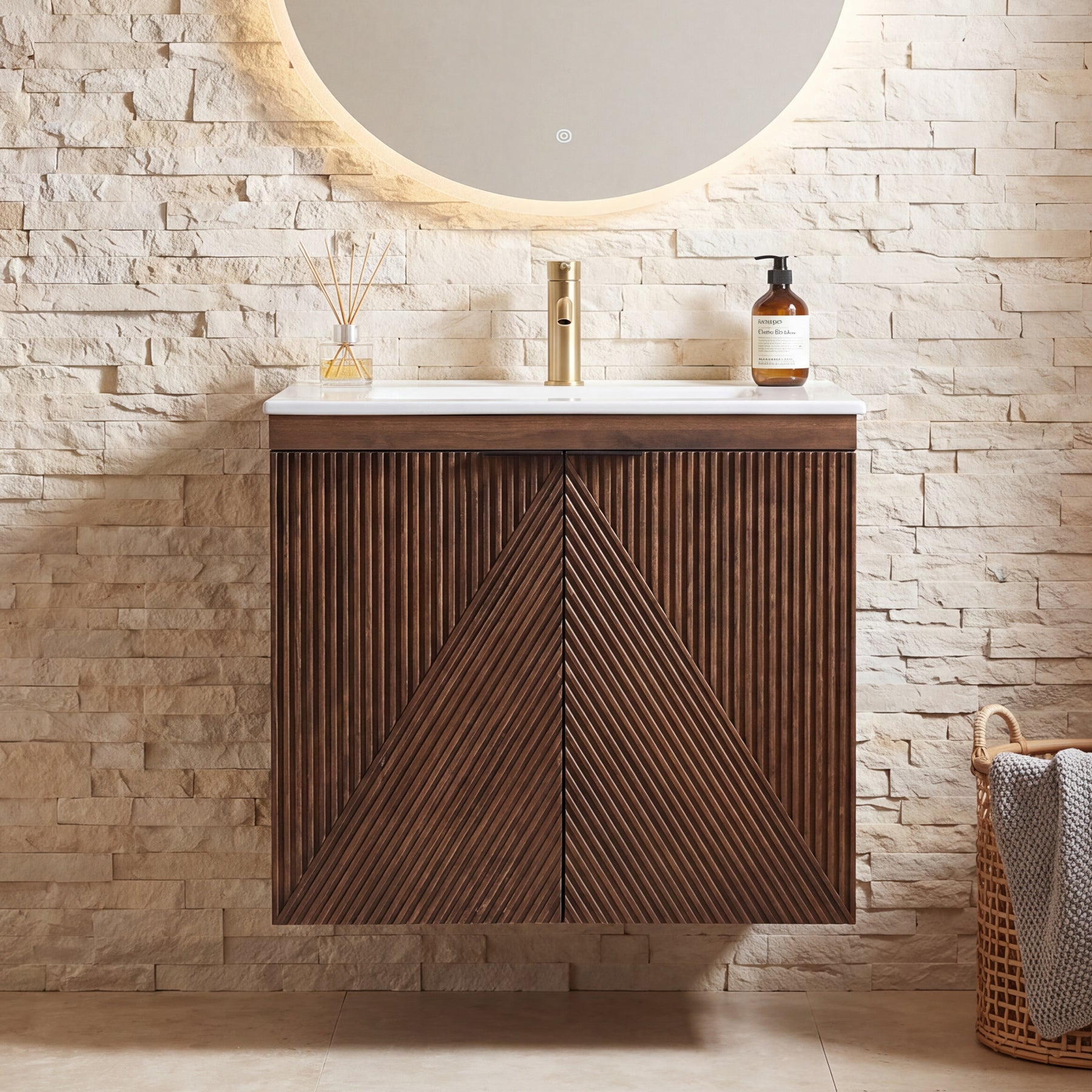 Tribesigns Mobile Bagno Sospeso con Lavabo in Ceramica, 60 cm