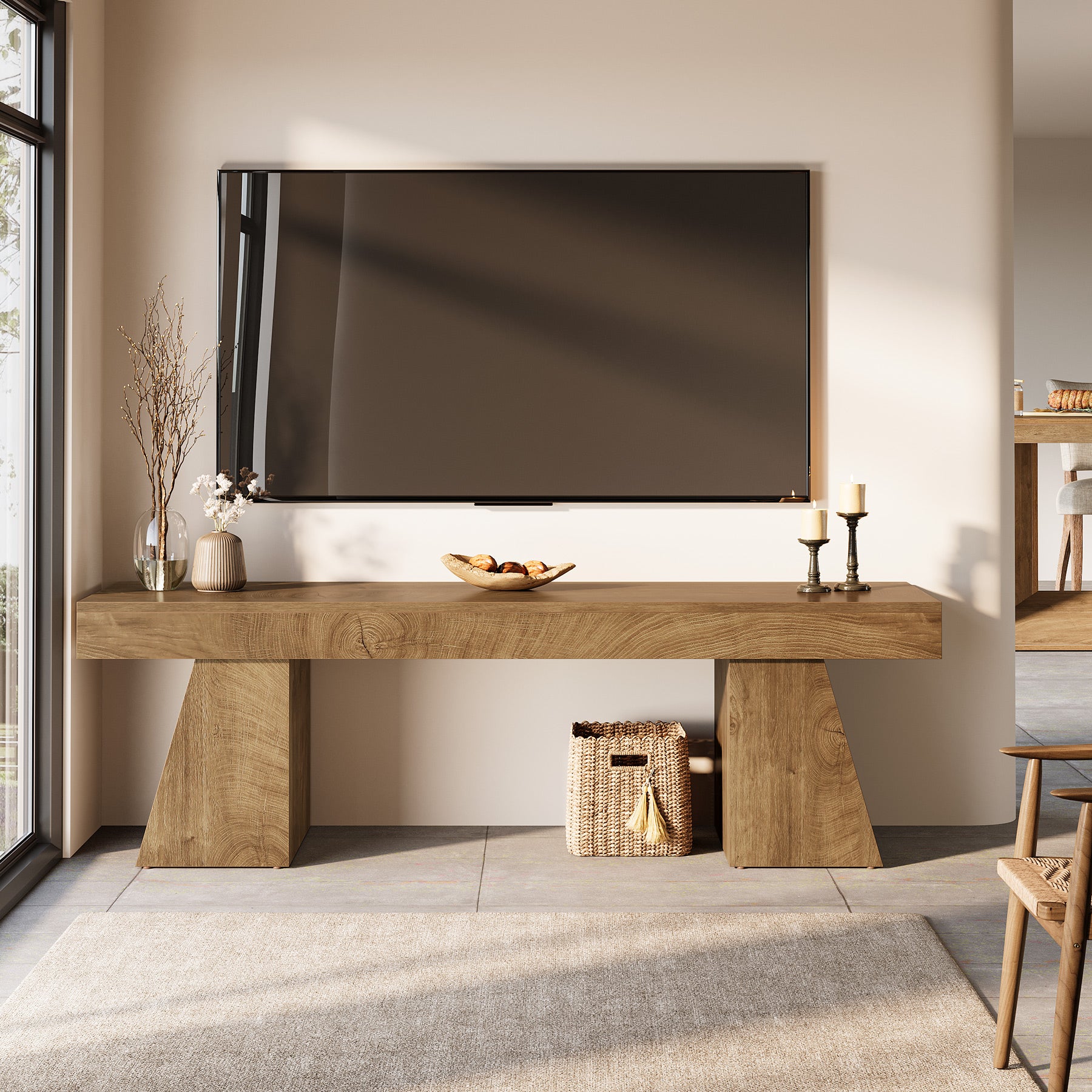 Tribesigns Mobile porta TV basso da 160 cm per televisori fino a 75 pollici con base geometrica