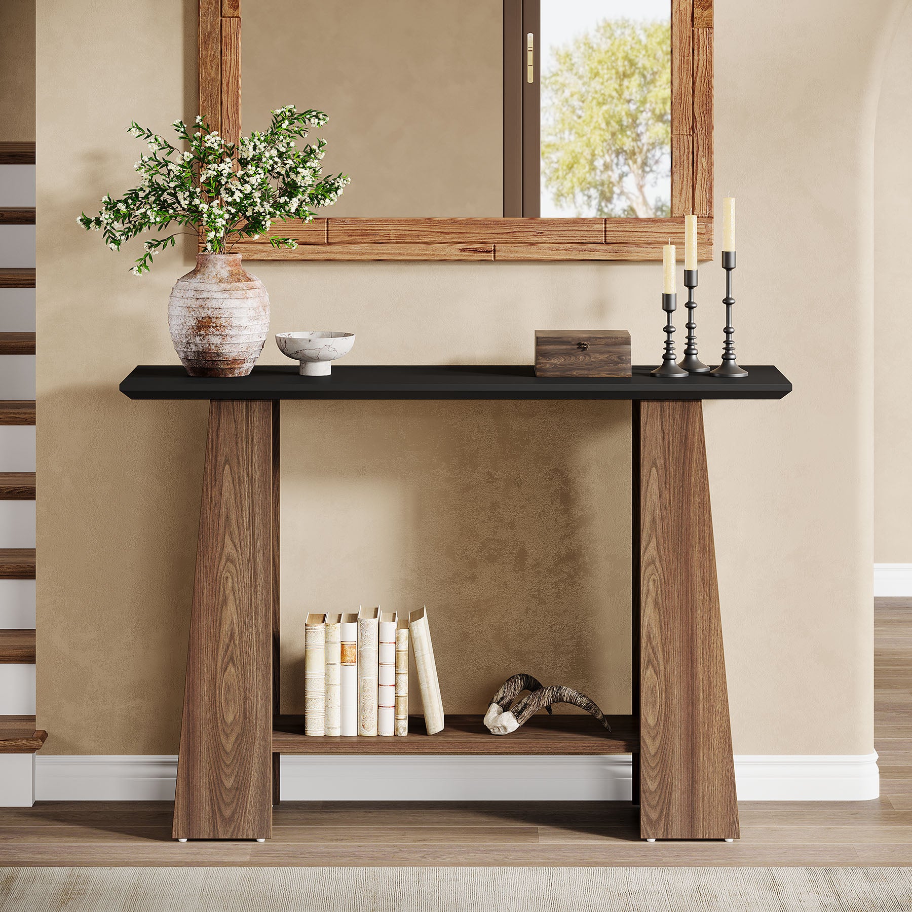 Tribesigns Tavolo consolle da 120 cm, tavolo da ingresso a 2 livelli in stile moderno