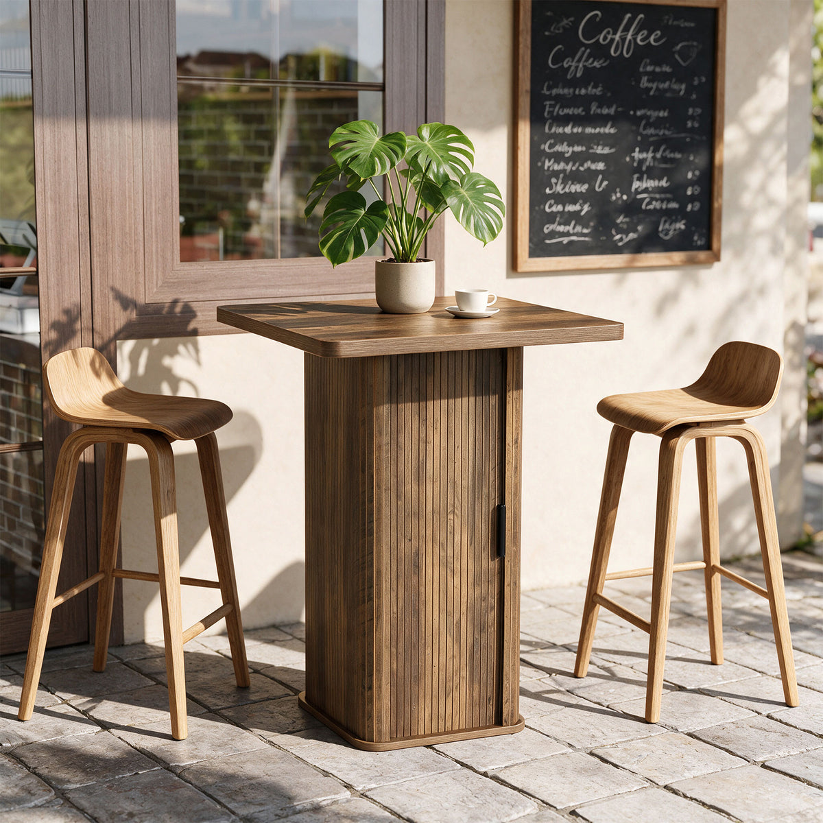 Tribesigns Tavolo da Bar con Mobile Contenitore a 3 Ripiani, Altezza 90 cm, per Piccole Cucine