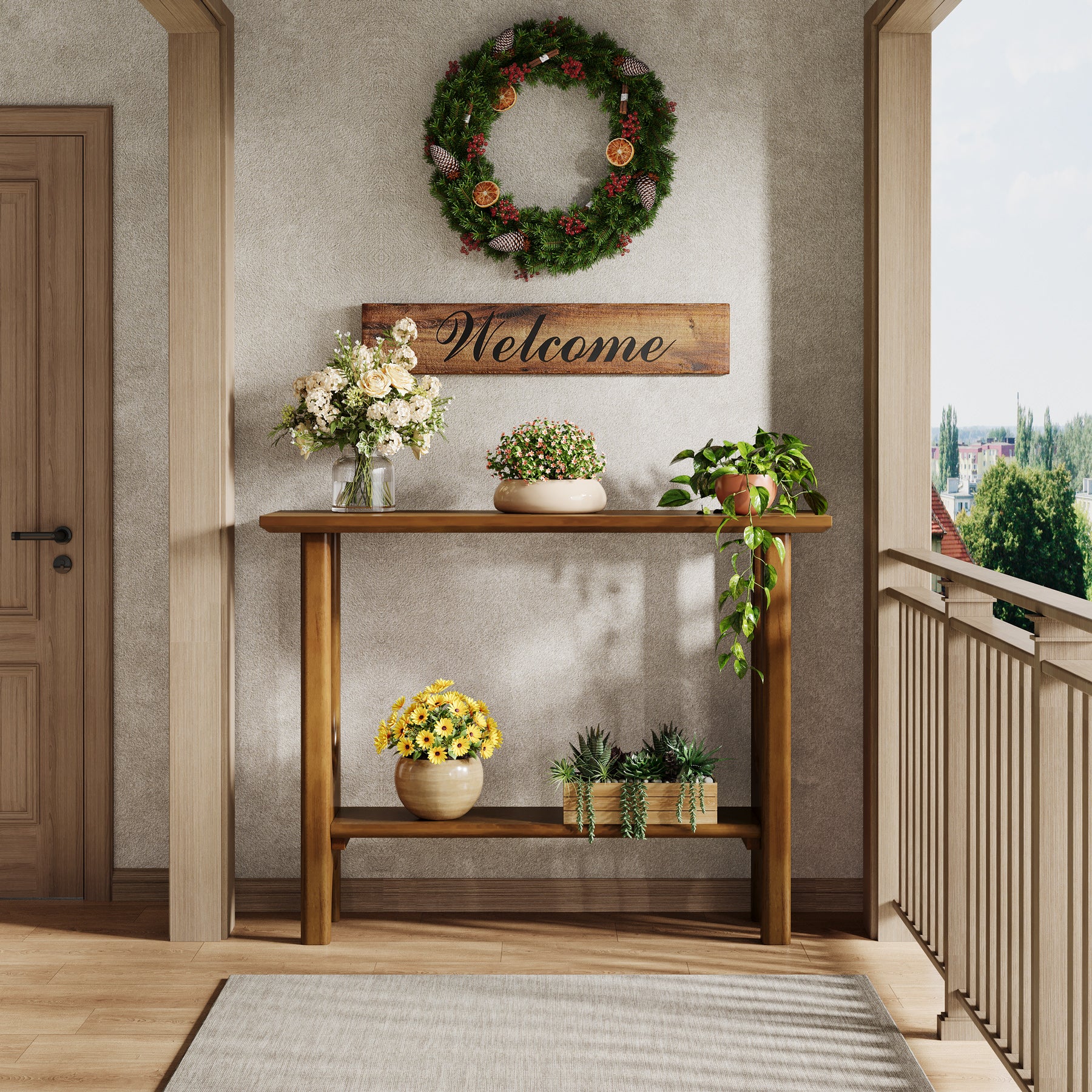 Tribesigns Tavolo d'ingresso, moderno consolle da 105 cm a 2 piani
