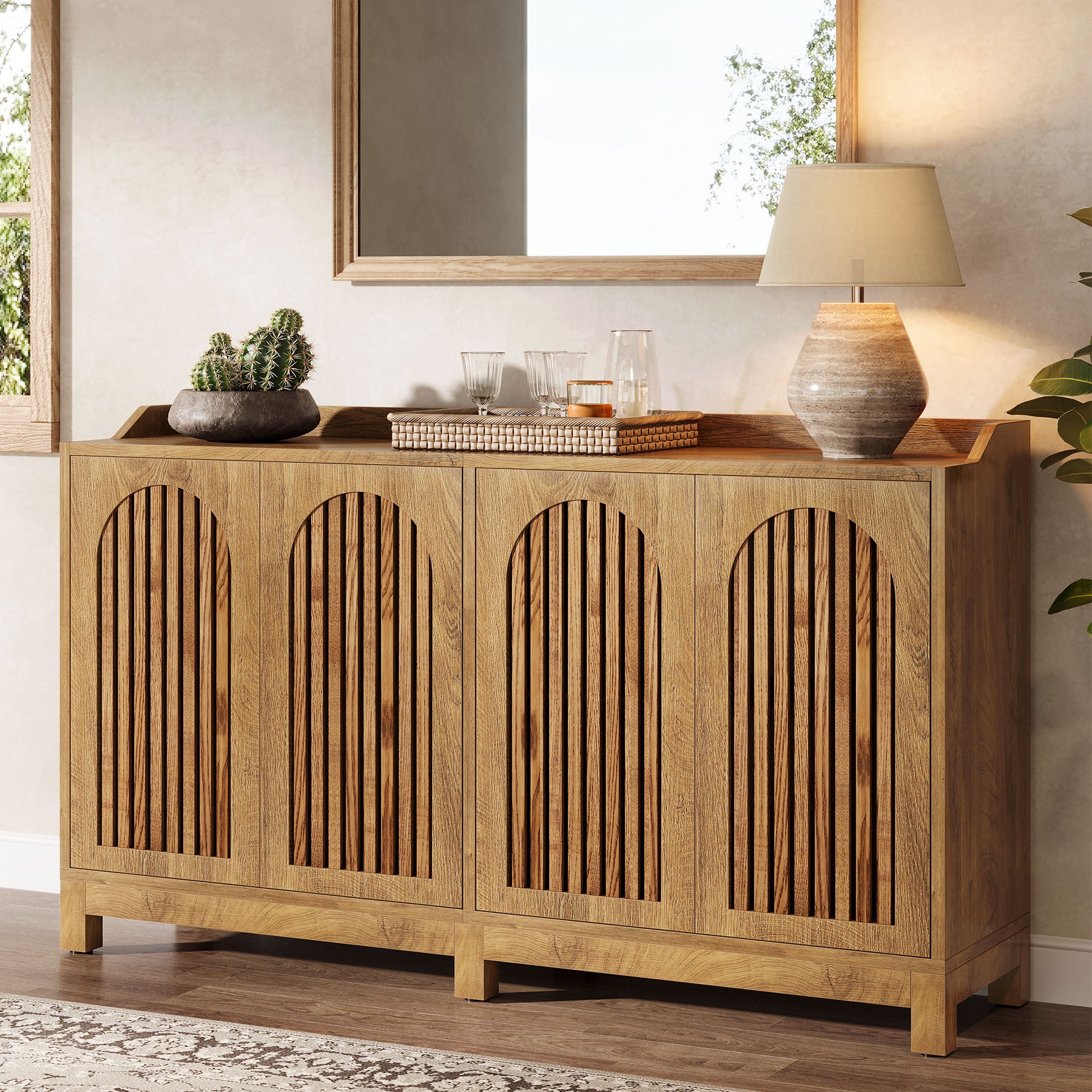 Credenza con Ante e Ripiani Regolabili, 145 cm, per Soggiorno e Sala da Pranzo