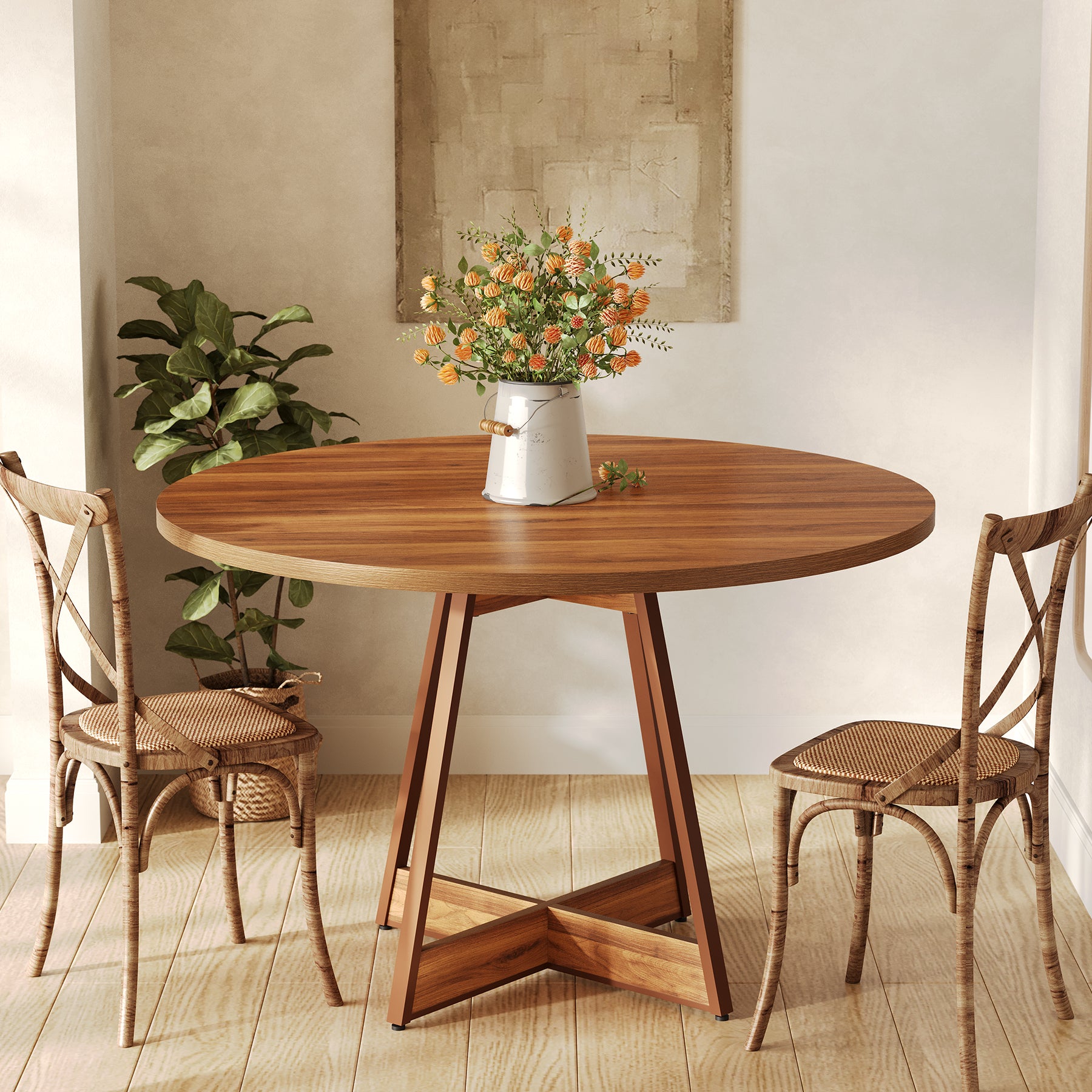 Tribesigns Tavolo da pranzo, tavolo da cucina da 100 cm per 2-4 persone