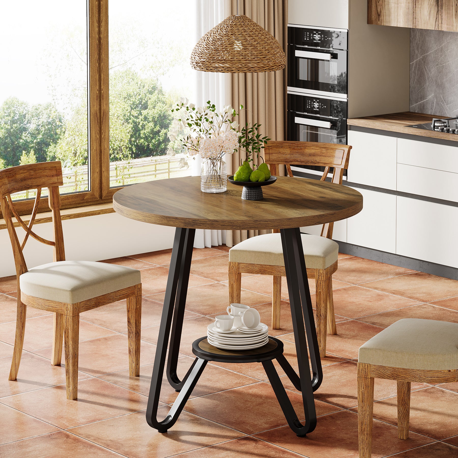 Tribesigns 80 cm Tavolo da Pranzo, Tavolo da Cucina Rotondo Tavolo da Caffè per 2-4
