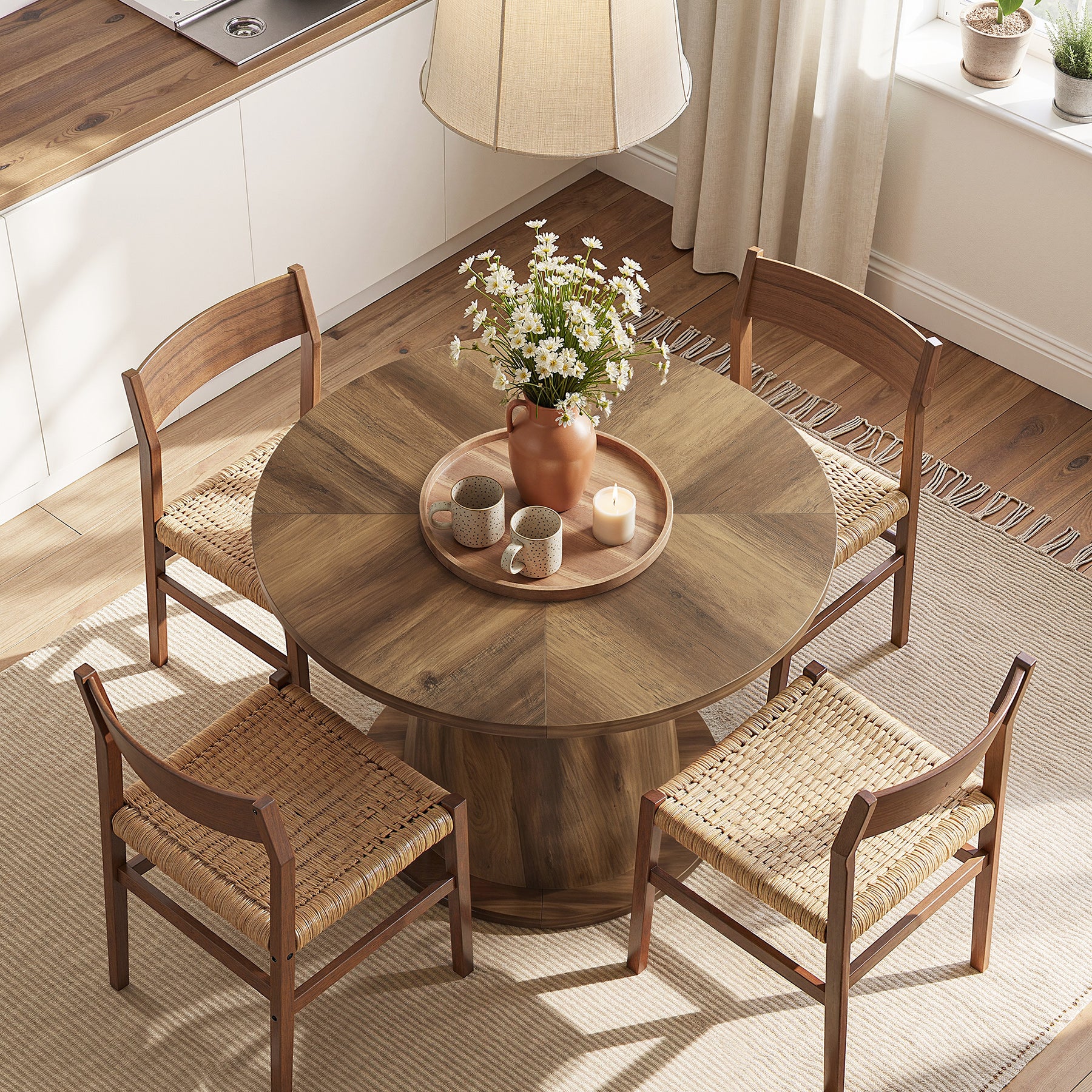 Tribesigns Tavolo da pranzo rotondo, tavolo da cucina da 80 cm per 2-4 persone