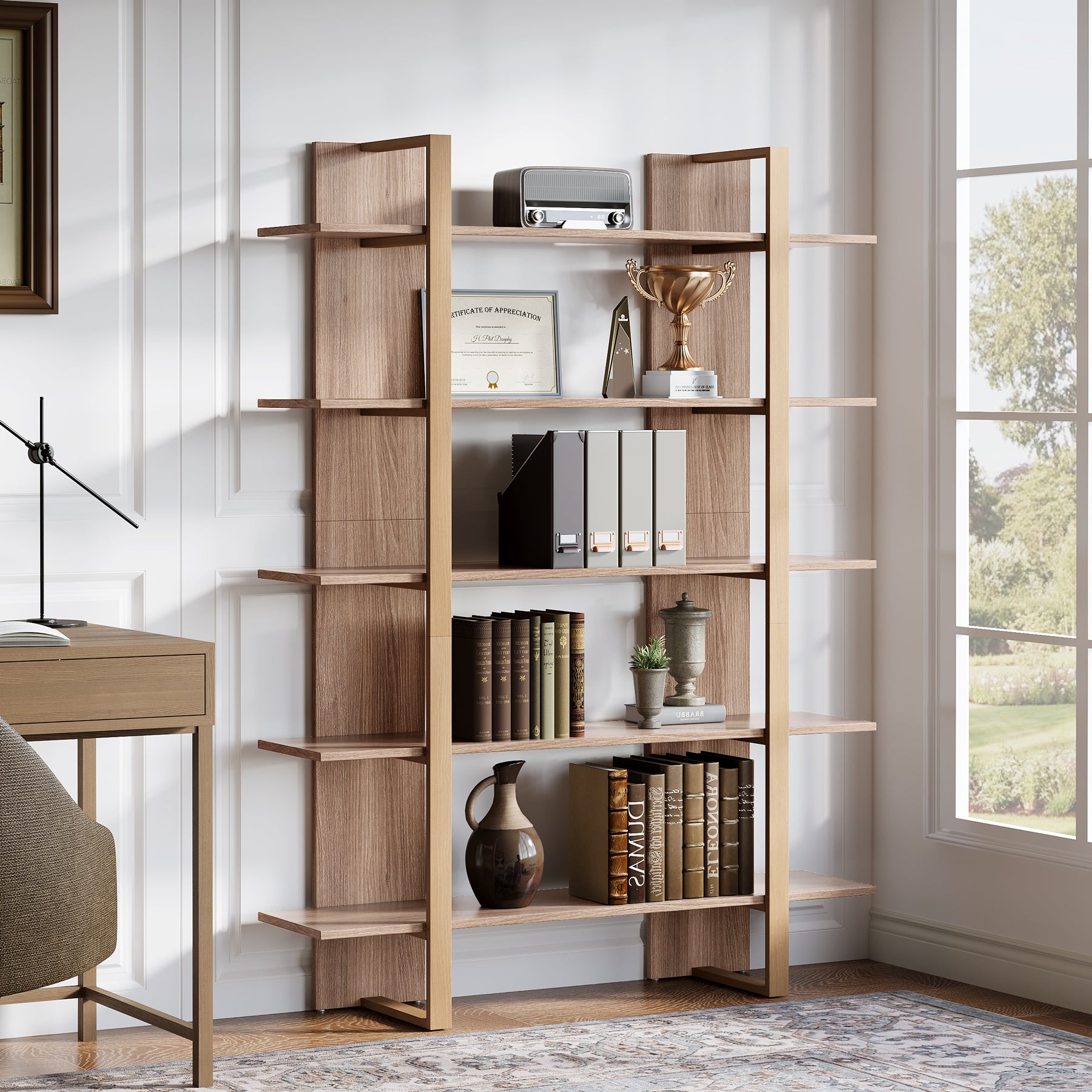 Tribesigns Libreria da 120 cm, libreria a 5 ripiani, scaffalatura per ufficio