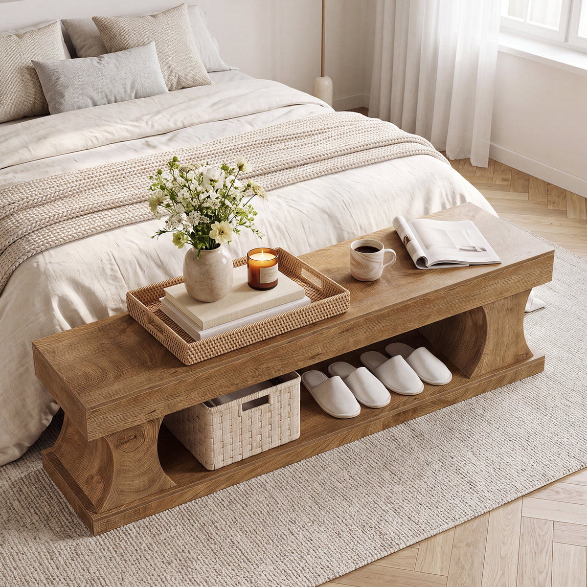 Panca Portascarpe in MDF con Seduta, 160 cm, per Ingresso