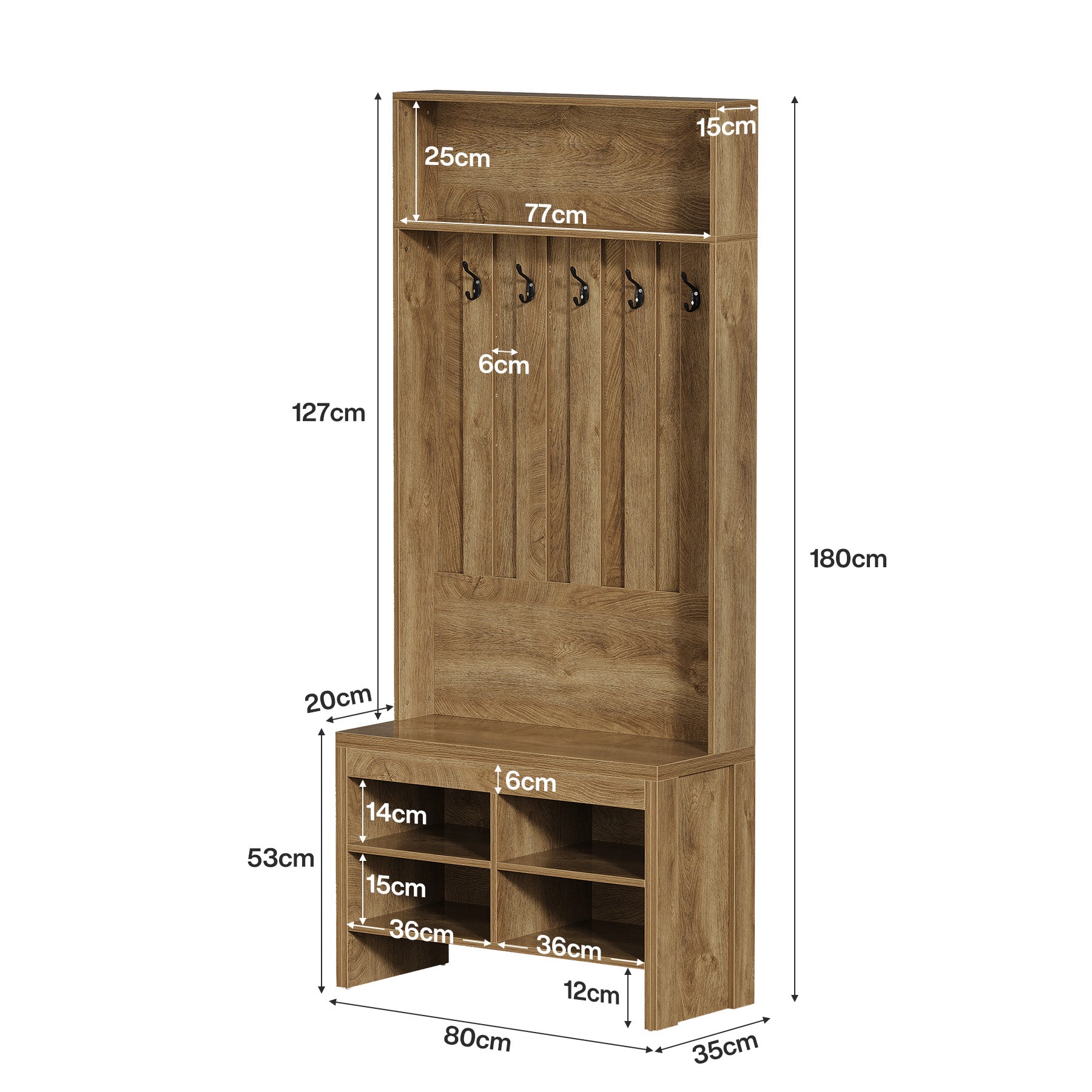 Tribesigns Appendiabiti alto 179 cm, organizer per ingresso con panca e 5 ganci