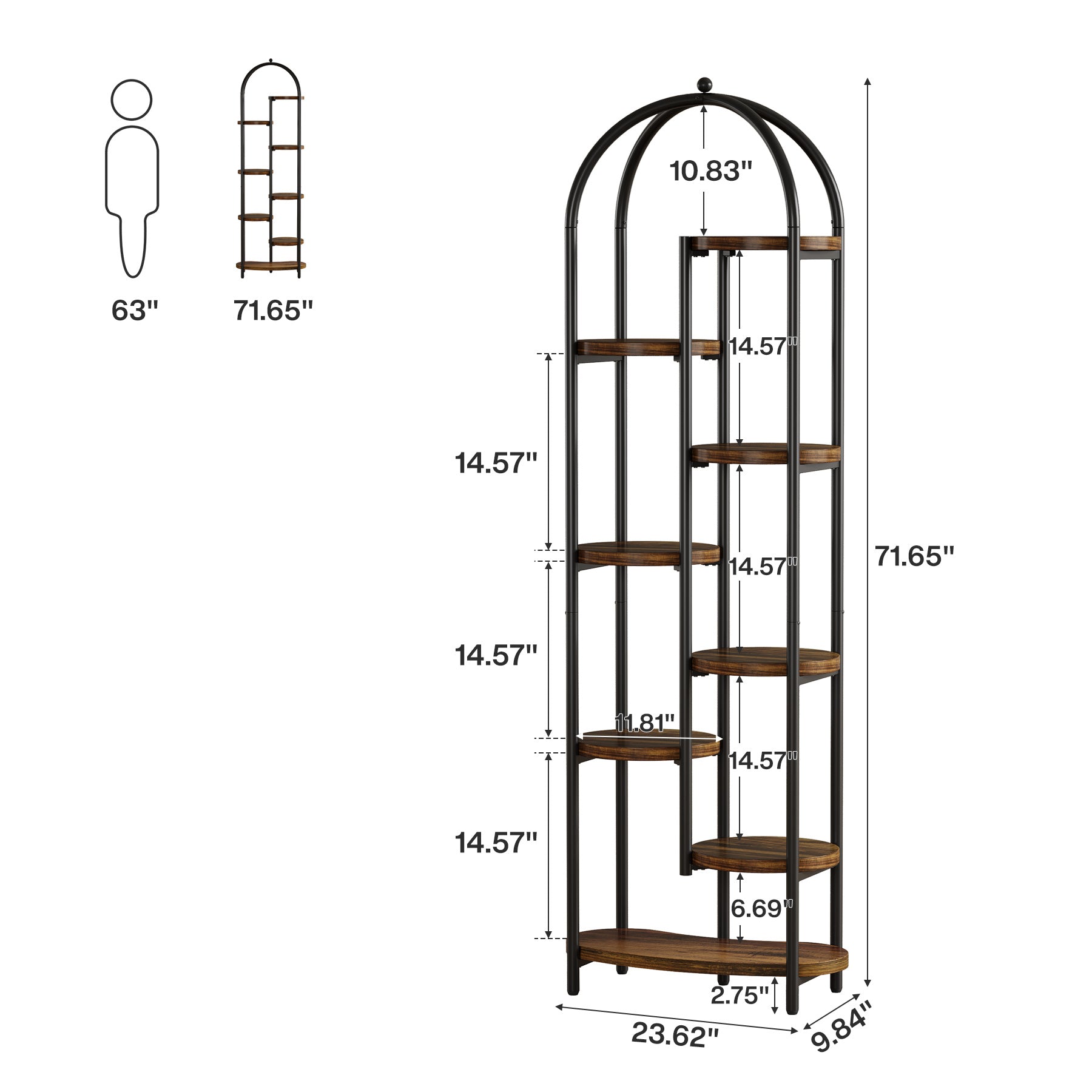 Scaffale Portapiante ad Angolo con Struttura Metallica, 8 Ripiani per 10 Piante, H 180 cm