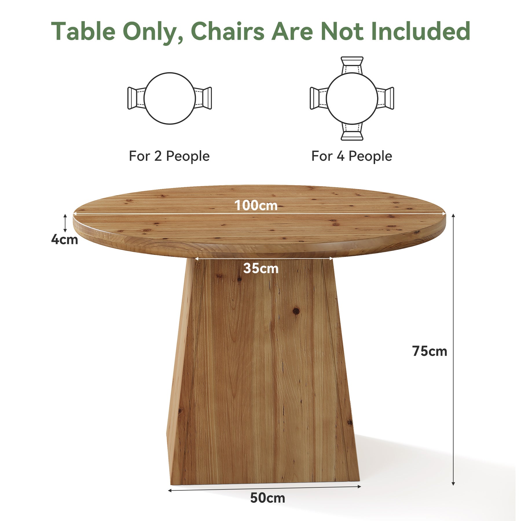 Tribesigns Tavolo da pranzo in legno massiccio, tavolo da cucina rotondo per 4-6 persone