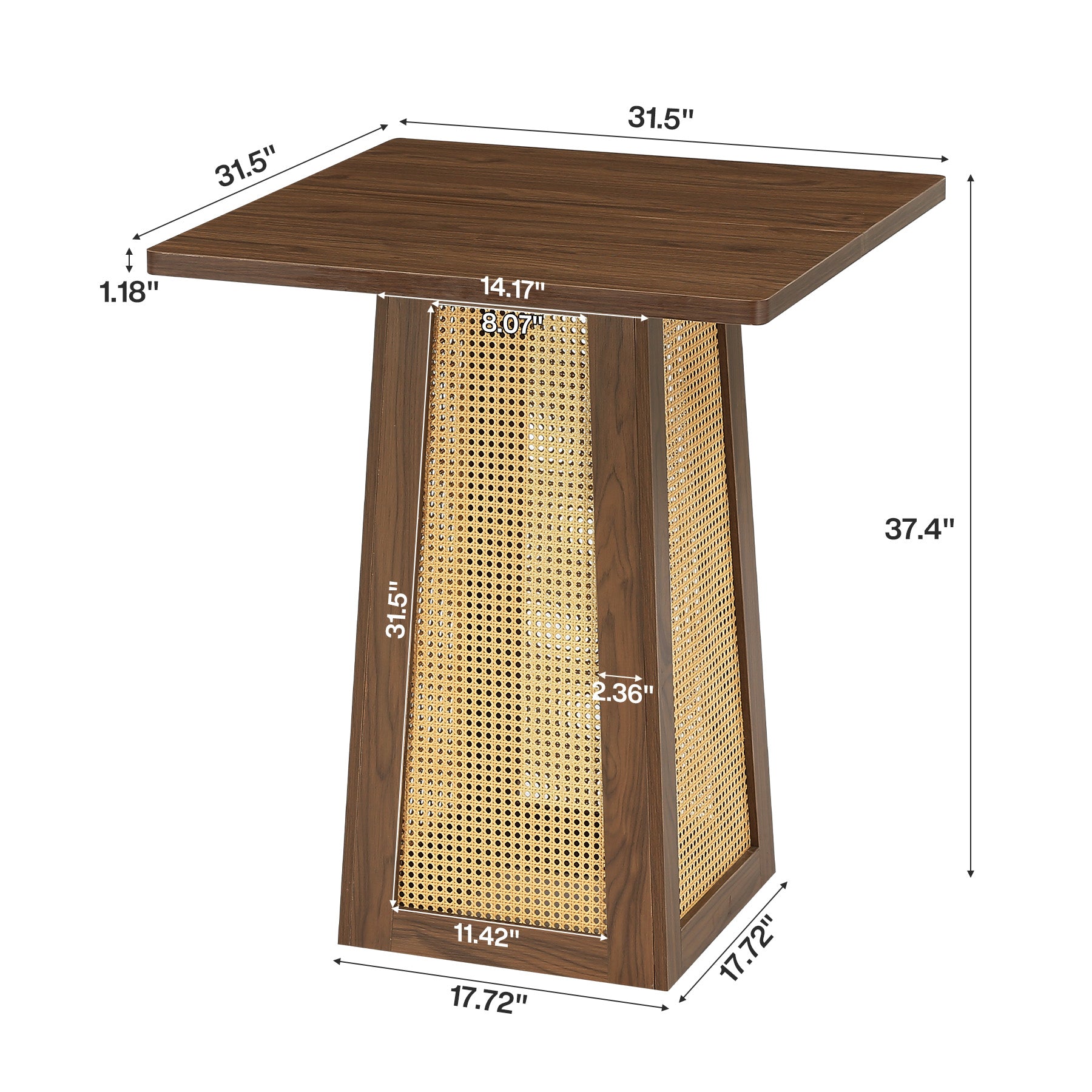 Tribesigns Tavolo da bistrot quadrato 80 x 80 cm, tavolo da pranzo con base centrale a piedistallo, ideale per un bar domestico