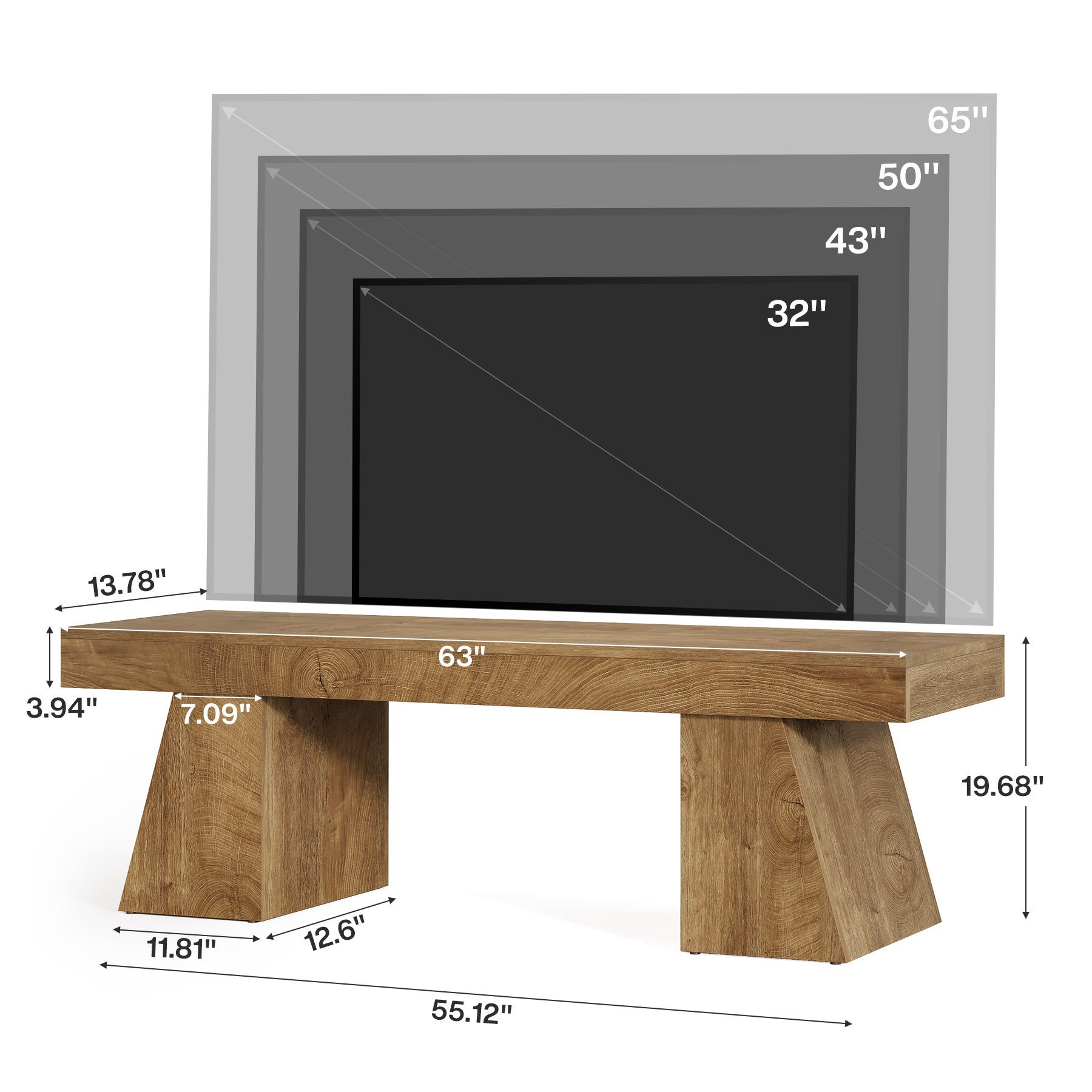 Tribesigns Mobile porta TV basso da 160 cm per televisori fino a 75 pollici con base geometrica