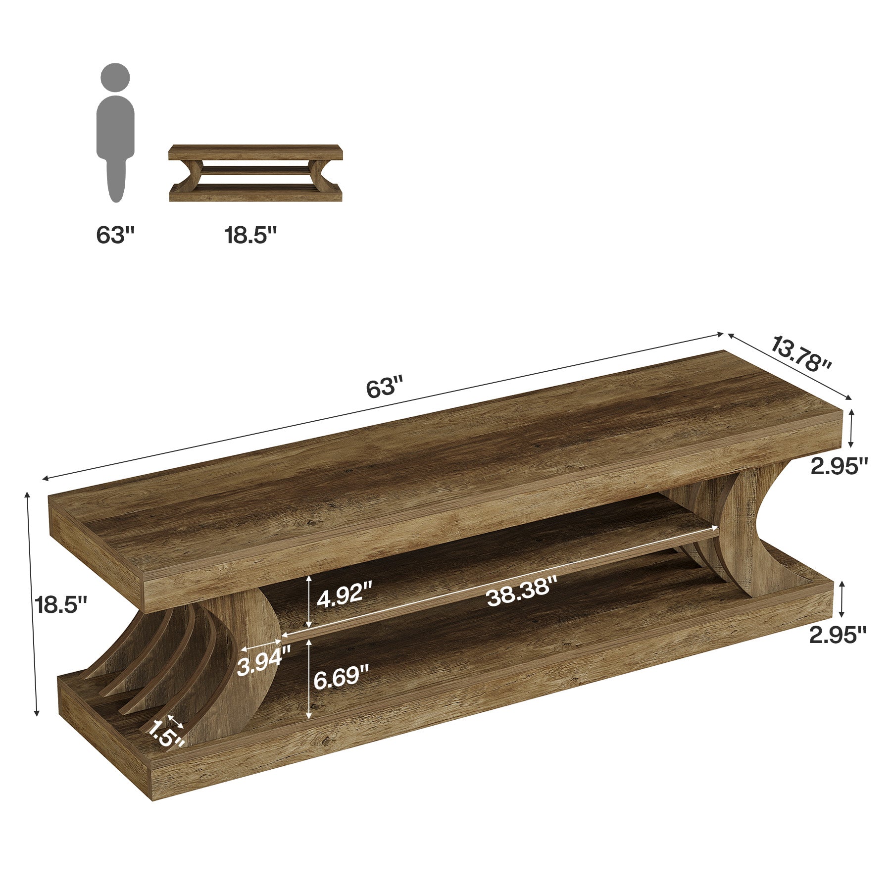 Panca Portascarpe Country a 3 Ripiani Aperti, 160 cm, per Ingresso e Corridoio