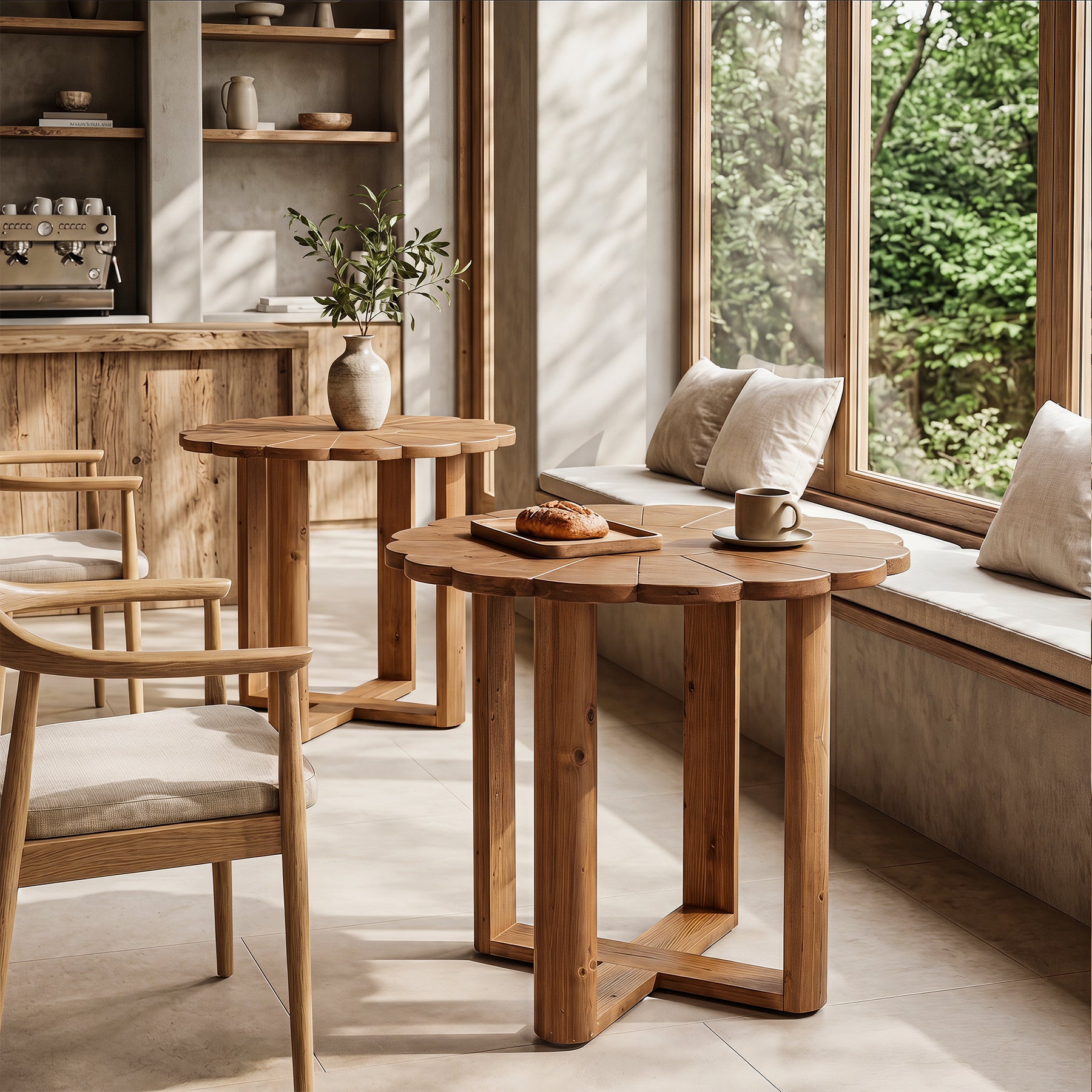 Tribesigns Tavolo da pranzo rotondo in legno massello, Tavolo da cucina da 80 cm per 2-4 persone