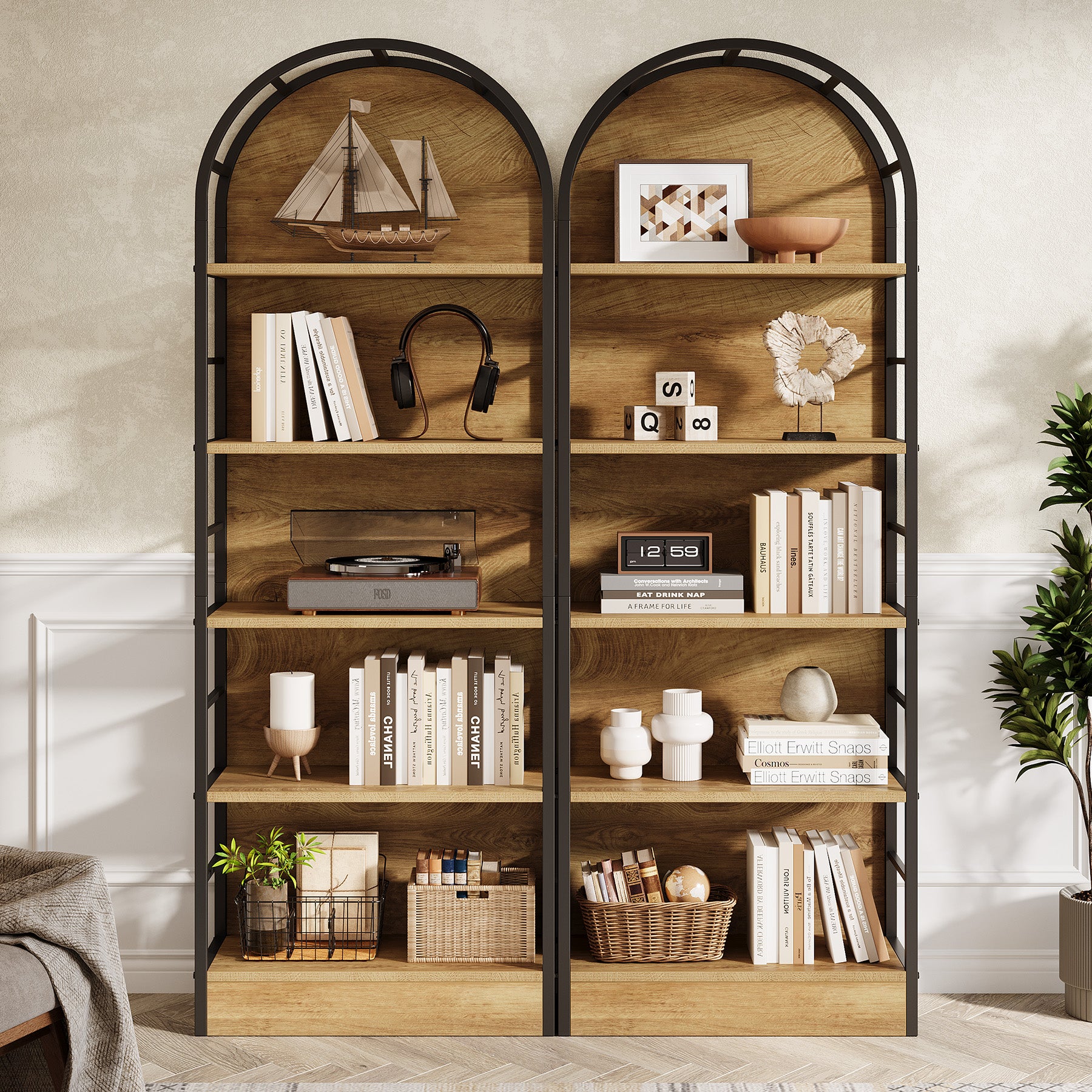 Tribesigns Libreria autoportante, scaffali ad arco alta 180 cm per soggiorno