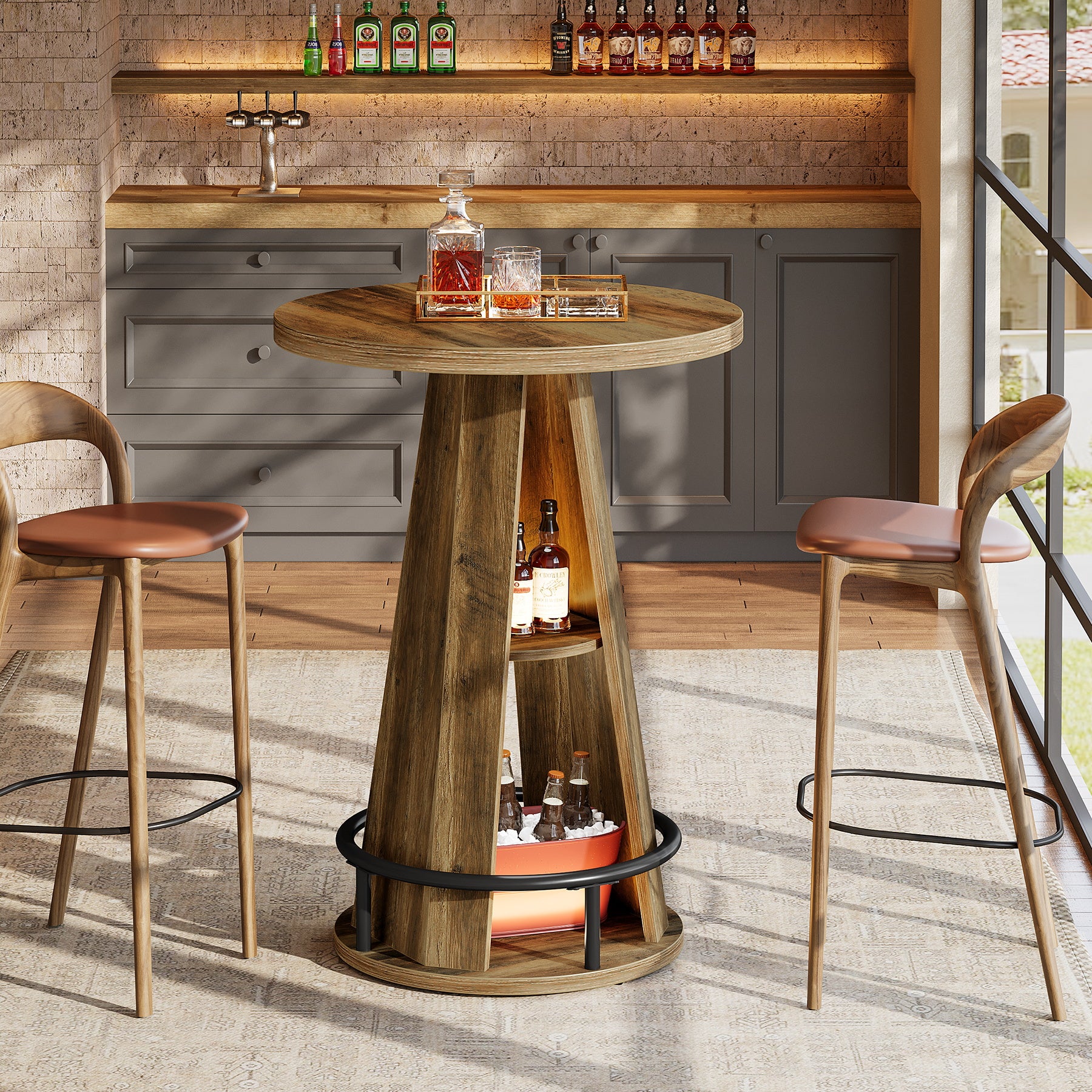 Tribesigns Tavolo da bar, tavolo da bistrot altezza 100 cm con contenitore