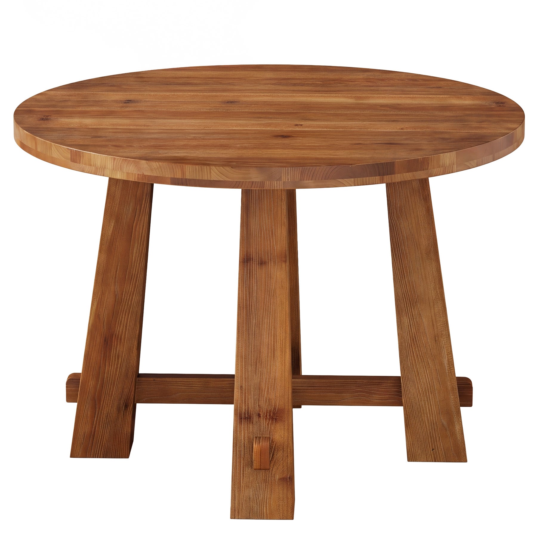 Tavolo da Pranzo Rotondo Rustico in Legno Massello con Piedi a Croce, Ø 100 cm, per 2-4 Persone