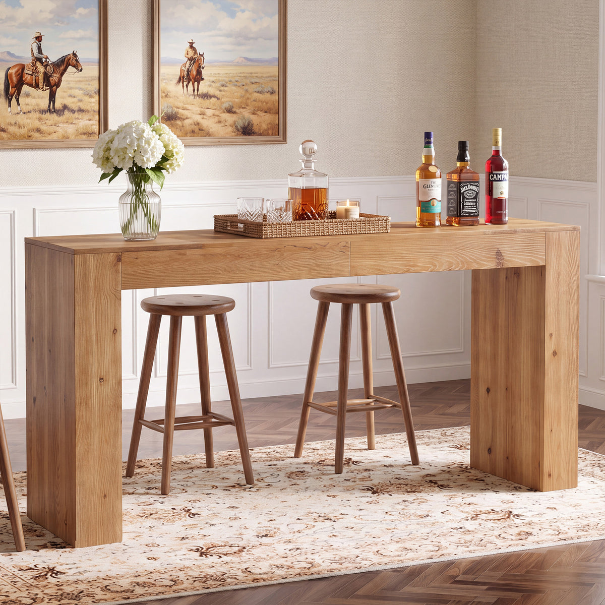 Tavolo da Bar Country in Legno Massello, 180 cm