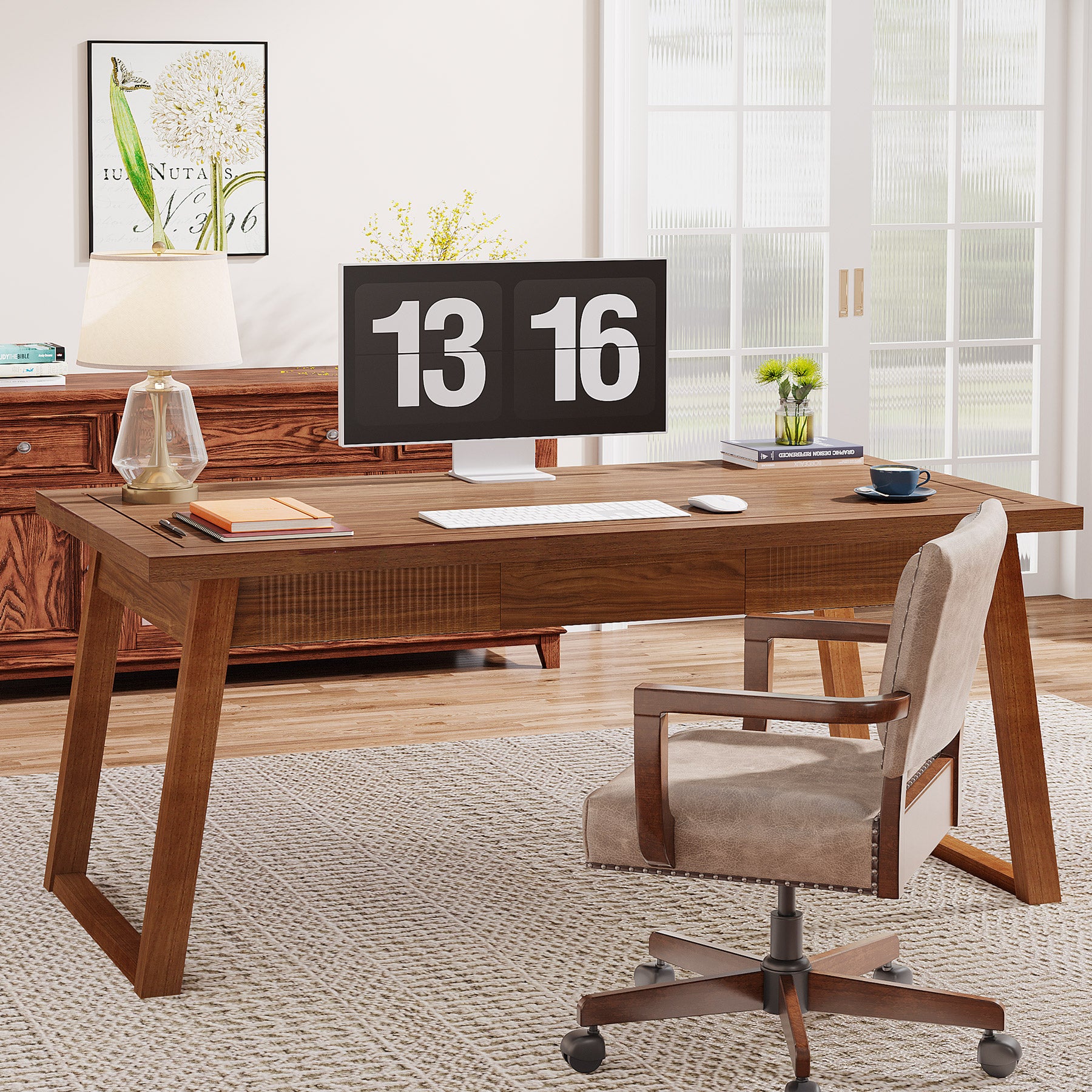 Tribesigns Executive Desk, scrivania per computer in legno, tavolo da studio con cassetto