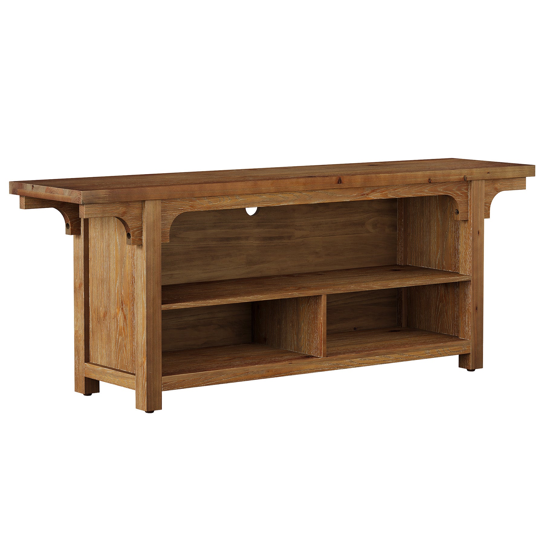 Tribesigns Mobile porta TV basso in legno massello, 160 cm, consolle multimediale per TV da 55 a 70 pollici con 3 vani a giorno