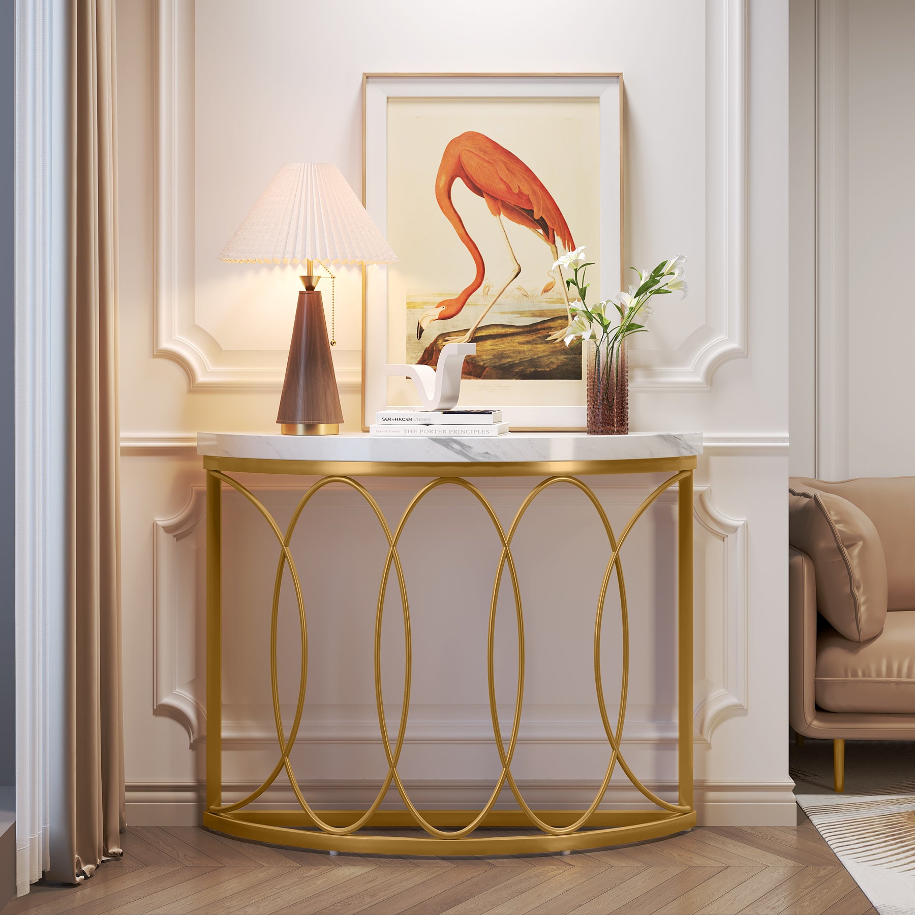 Tribesigns Console Table, moderno tavolo da ingresso con piano in finto marmo