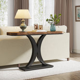 Tribesigns Consolle Industriale, Tavolo da Foyer per Ingresso Stretto da 100 cm con Base Geometrica 3