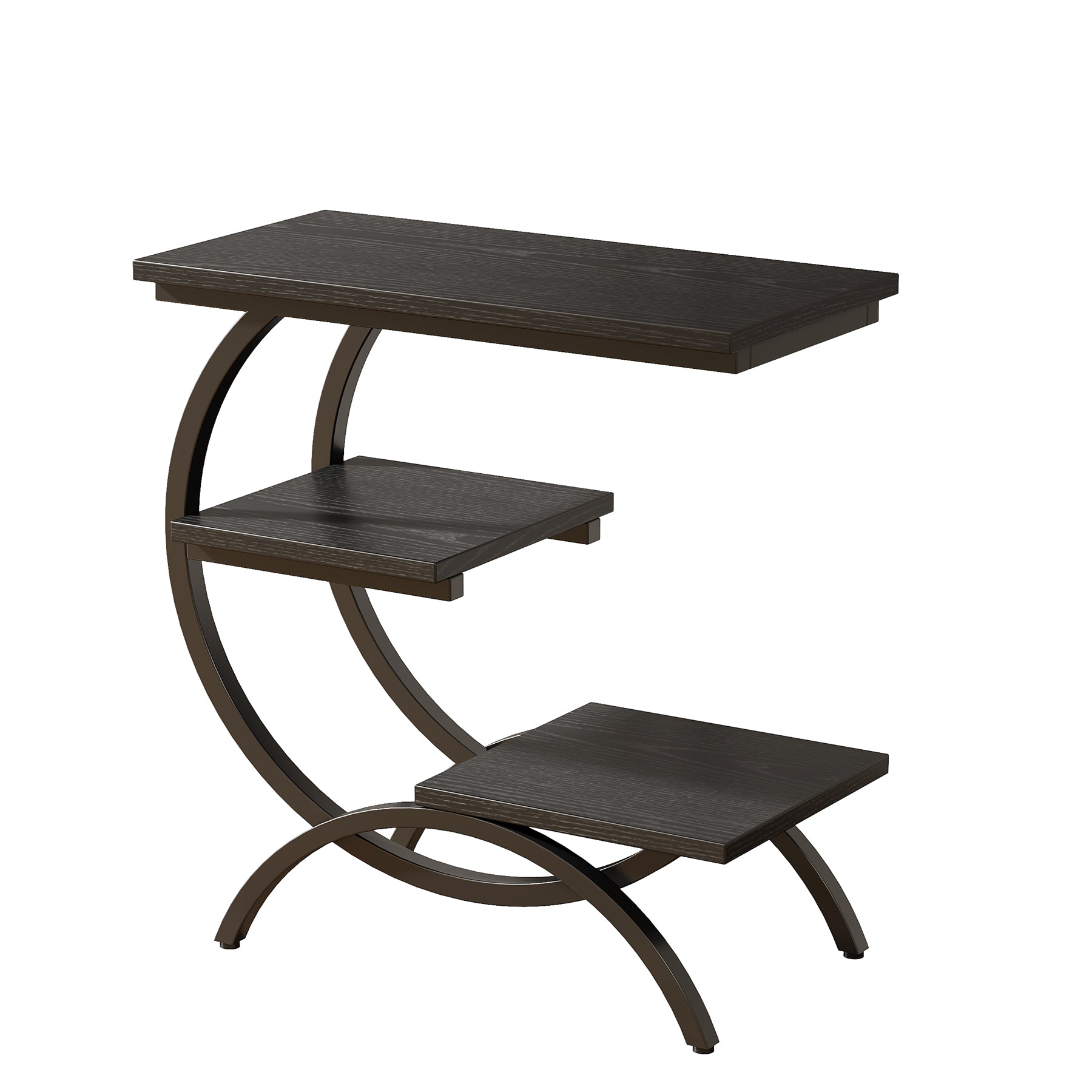 Tribesigns Tavolino laterale da divano a 3 livelli, comodino versatile con ripiani portaoggetti