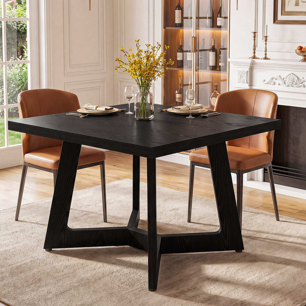Tavolo da Pranzo Quadrato Moderno con Struttura Nera, 100 x 100 cm, per 2-4 Persone