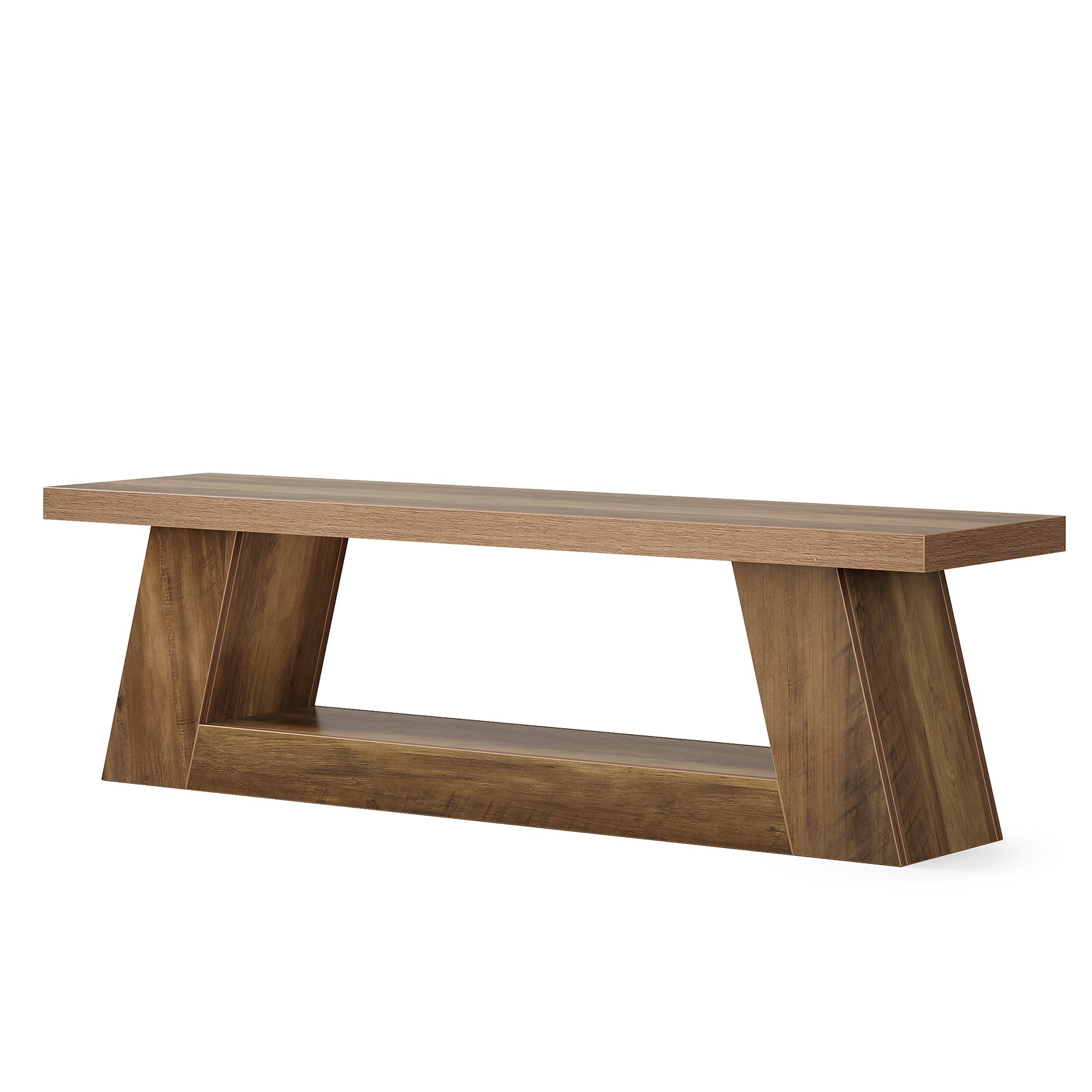 Panca d'ingresso da 160 cm, Panca da comodino in legno con 2 livelli