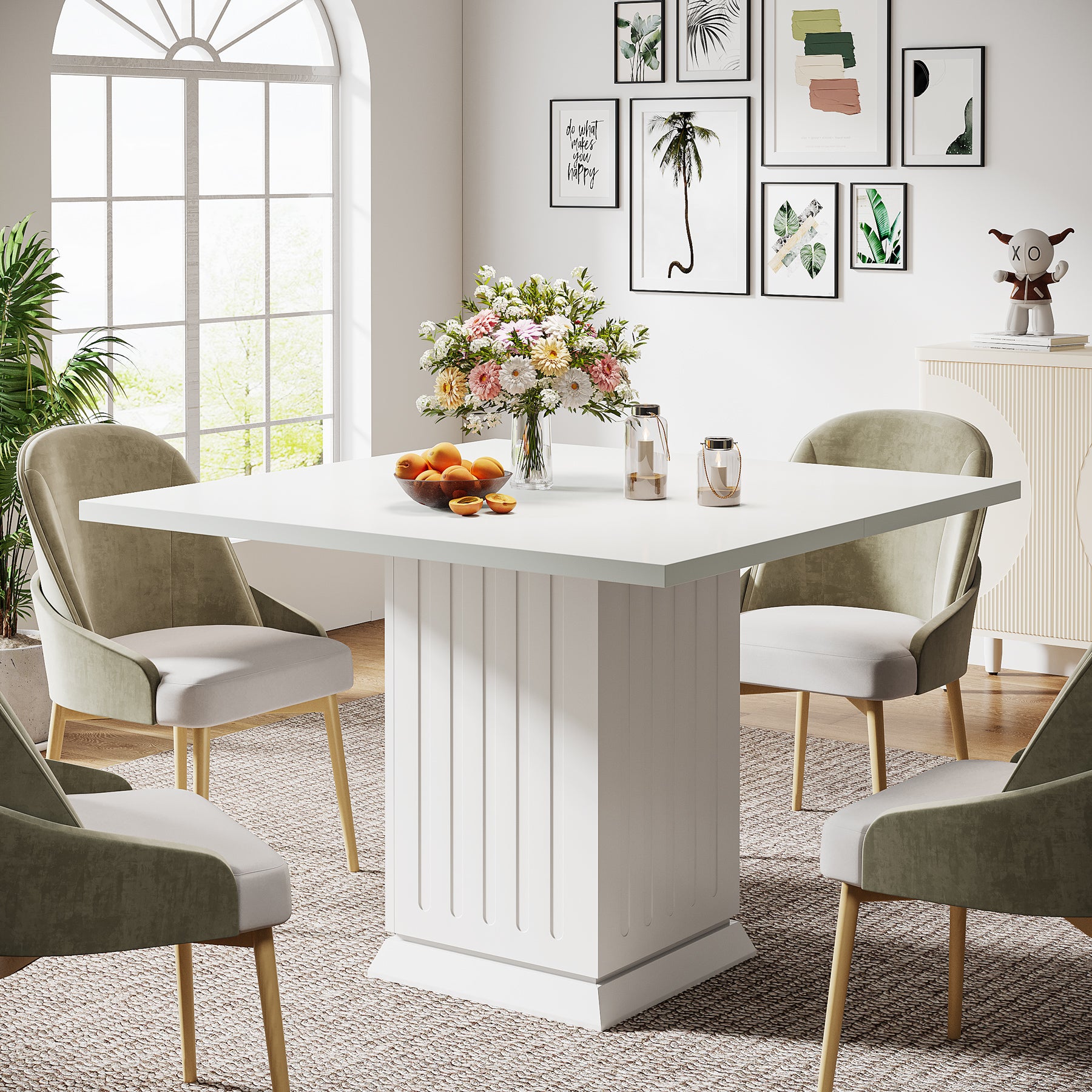 Tribesigns Tavolo da pranzo, 90 cm tavolo da cucina quadrato con robusta base