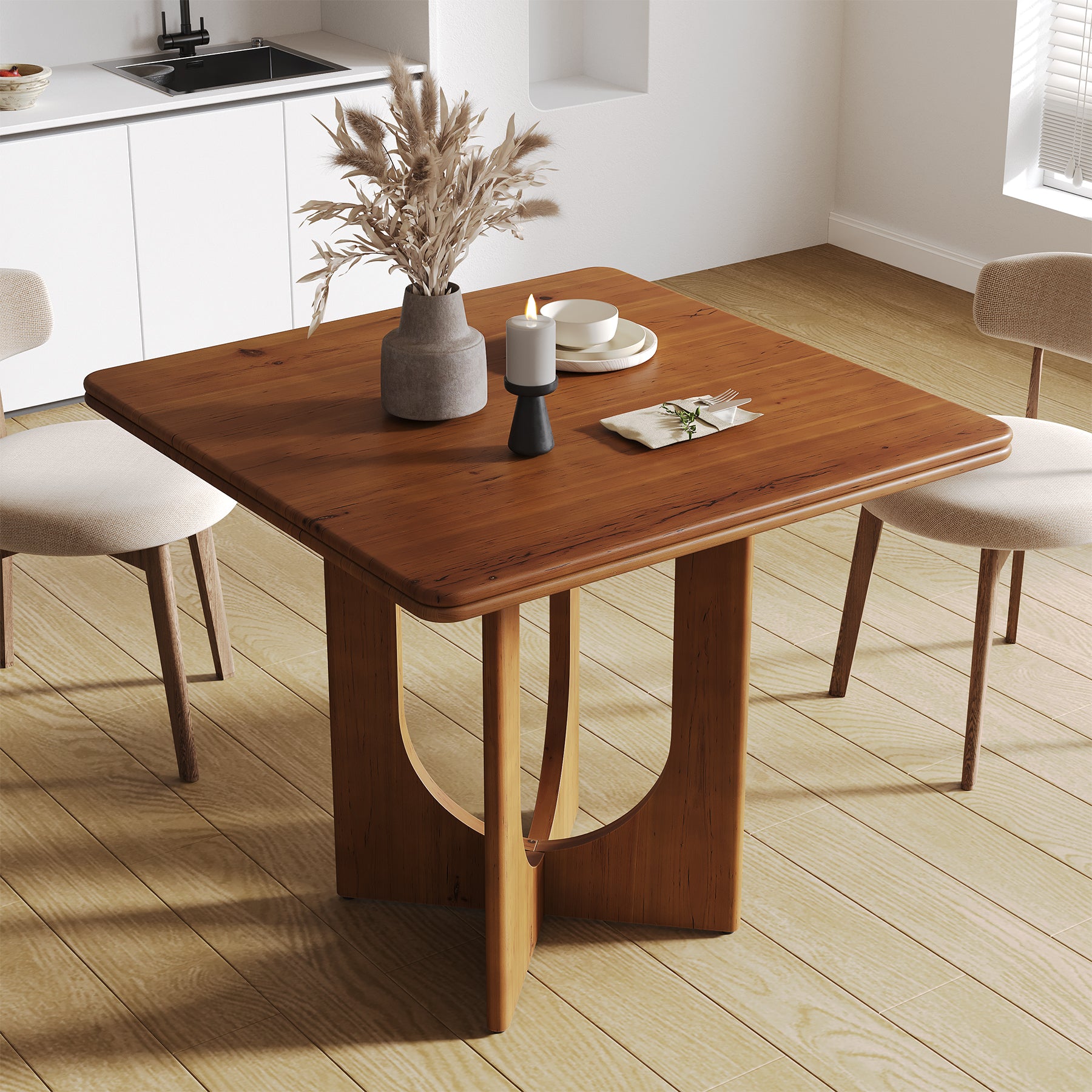 Tribesigns Tavolo da pranzo da 80 cm, tavolo da cucina quadrato in legno massello