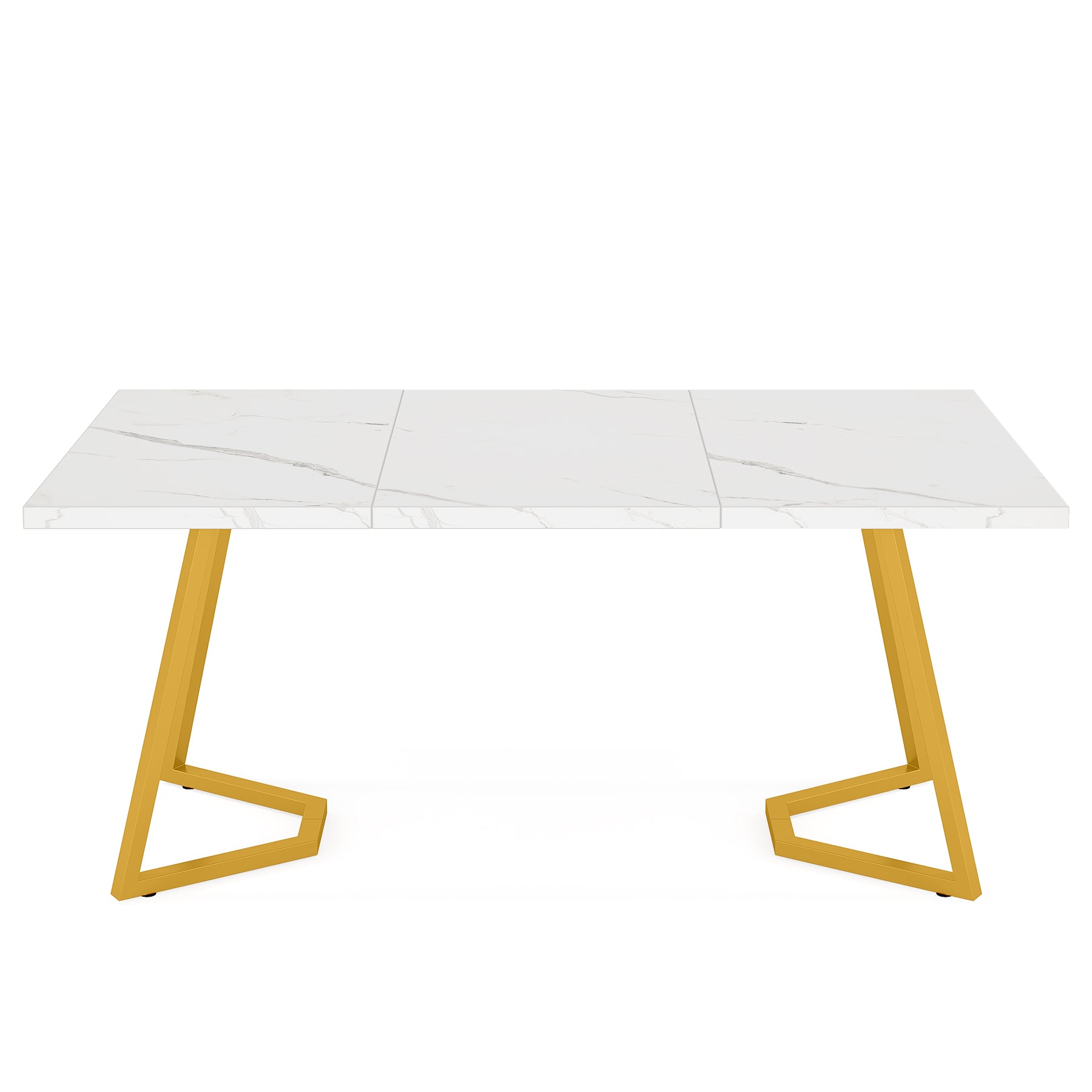 Tribesigns Tavolo da pranzo moderno, tavolo da cucina da 140 cm con gambe in metallo dorato per 6 persone
