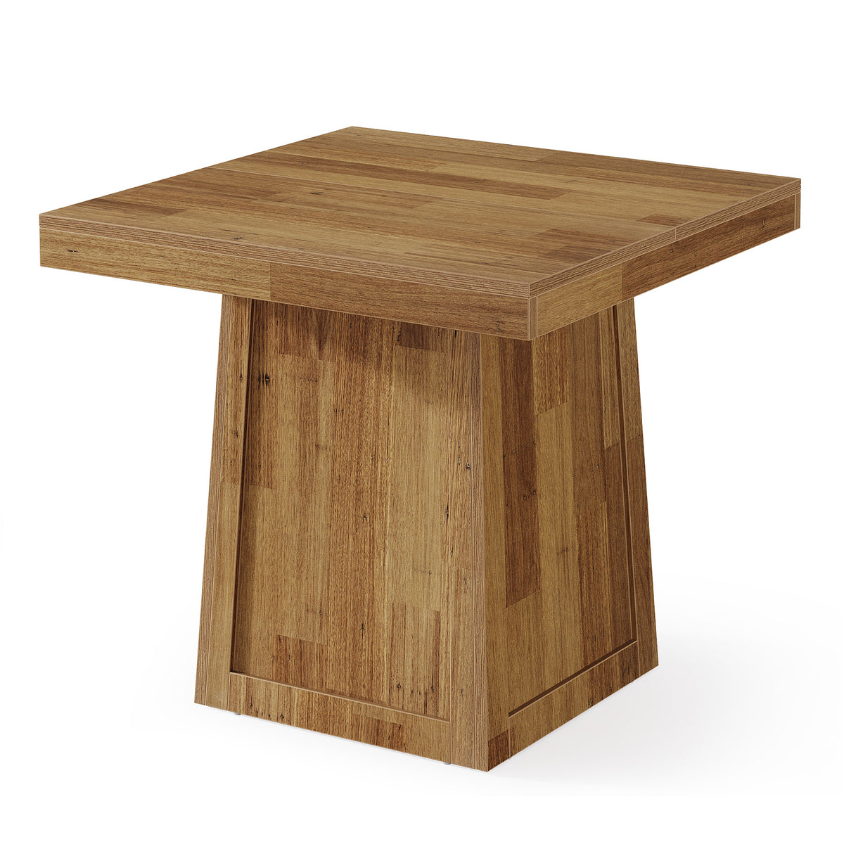 Tavolo da Pranzo Quadrato in Noce con Base Trapezoidale, 80 x 80 cm, per 2-4 Persone