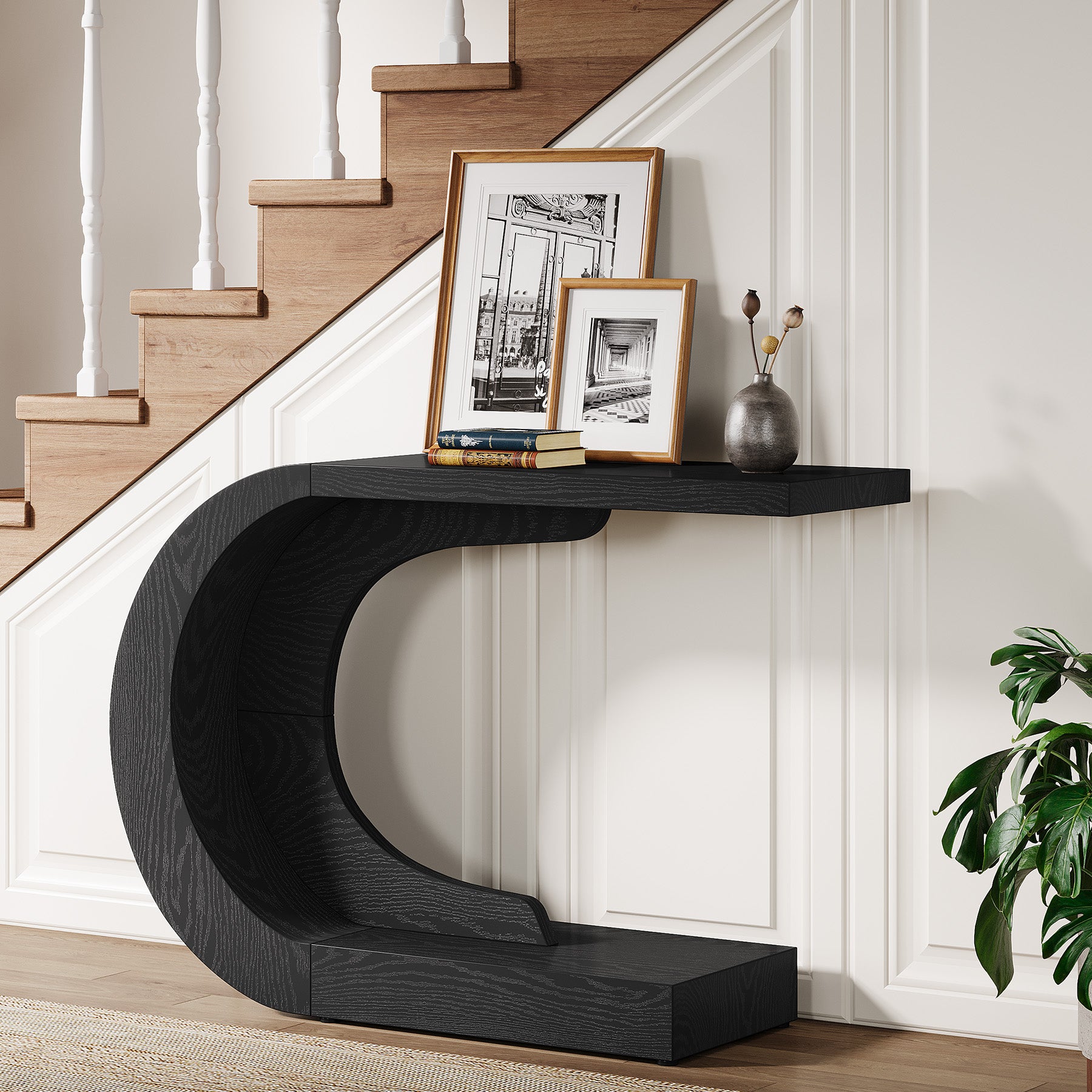 Tribesigns 110 cm tavolo consolle, moderno tavolo d'ingresso a forma di C