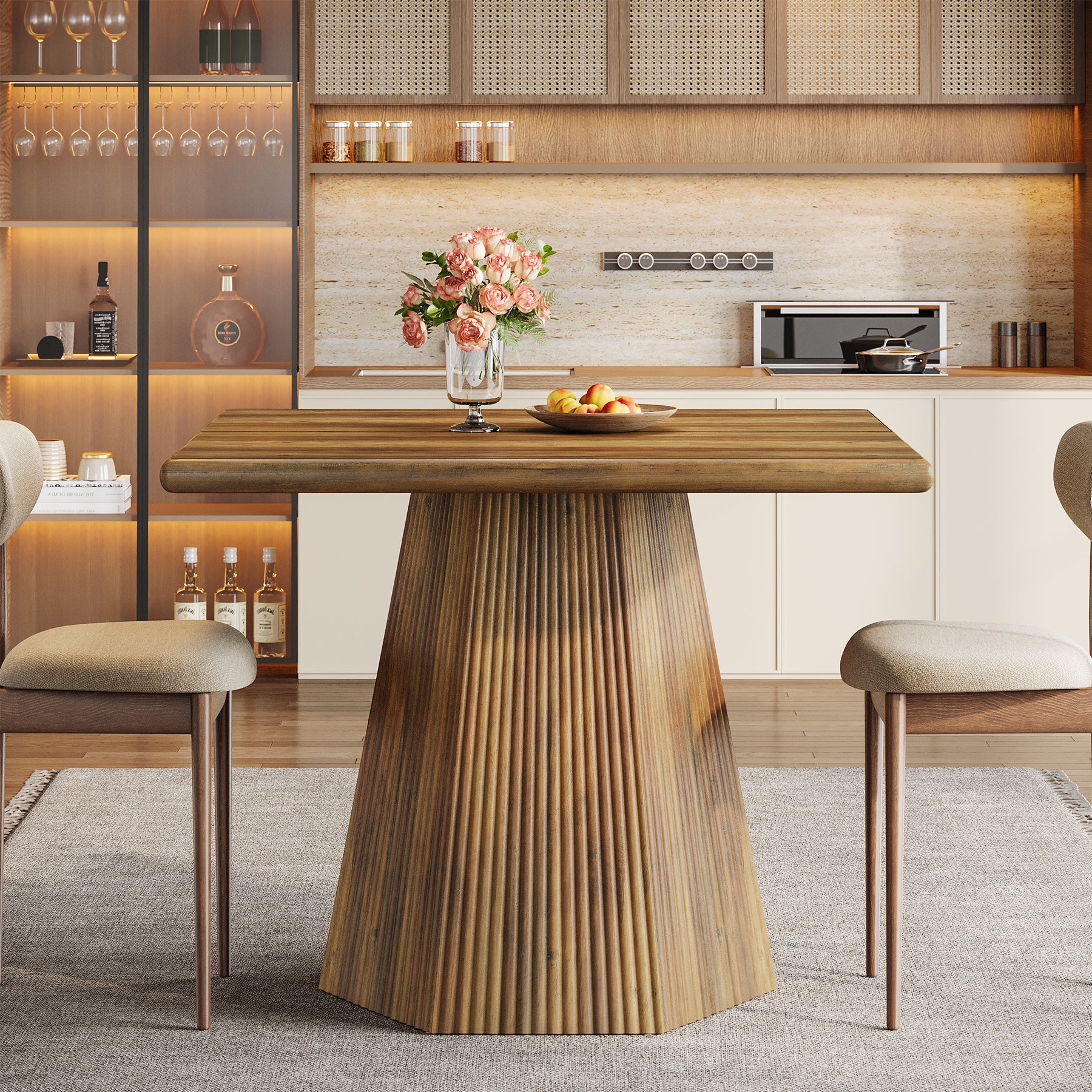 Tribesigns Tavolo da pranzo da 80 cm, tavolo da cucina quadrato con robusta base a piedistallo