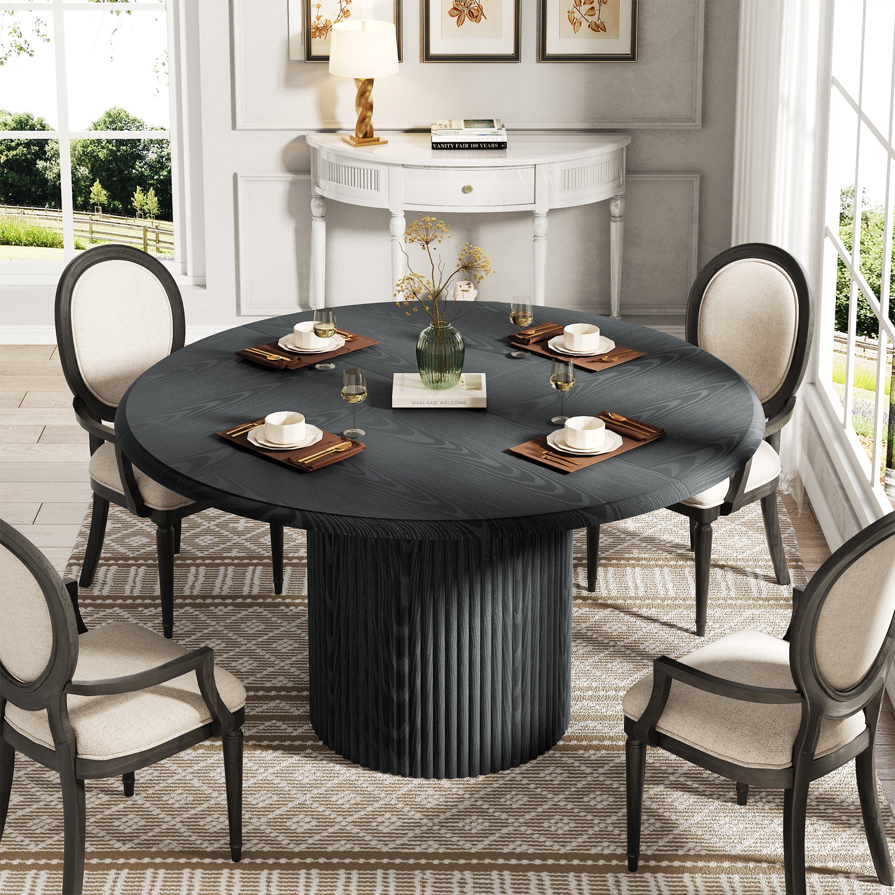 Tribesigns Tavolo da Pranzo Rotondo, Tavolo da Cucina Rotondo Moderno da 120 cm per 4 Persone